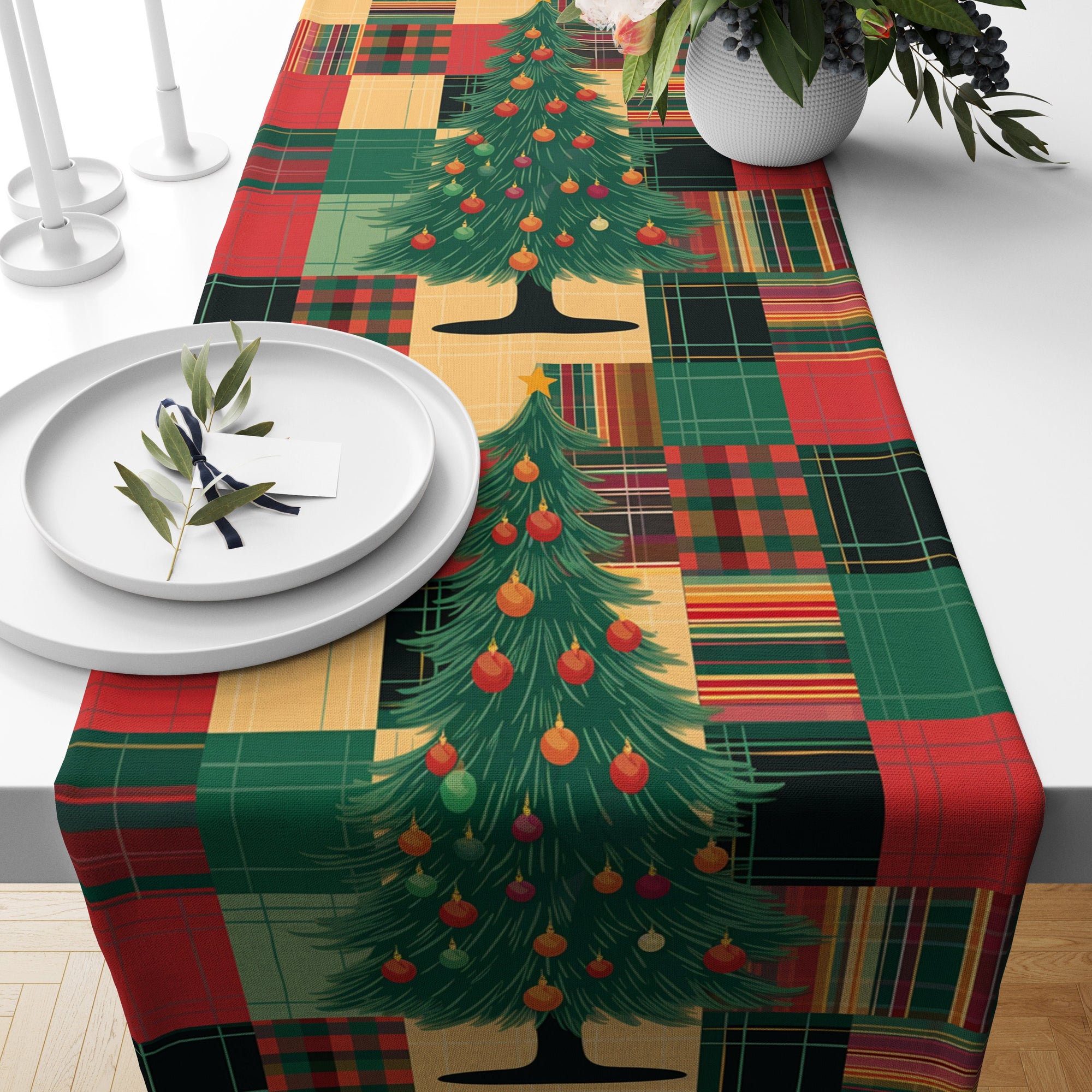 Christmas Berry Table Runner, Holly Pine  Berry Table Runner, Xmas  Berry Table Runner, Christmas Party Berry Table Runner
