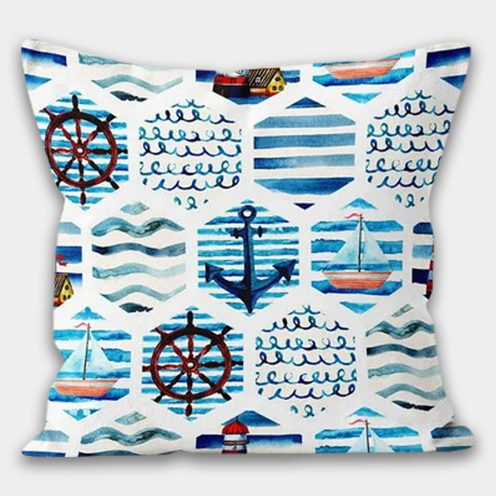 Navy Anchor Pillow Case, Anchor Pillow, Compass Nautical Pillow, Yacht Decor Cushion Cover, Nautical Cushion, Marin Pillow, Beach Pillow