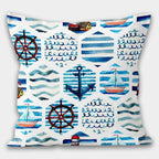 Navy Anchor Pillow Case, Anchor Pillow, Compass Nautical Pillow, Yacht Decor Cushion Cover, Nautical Cushion, Marin Pillow, Beach Pillow