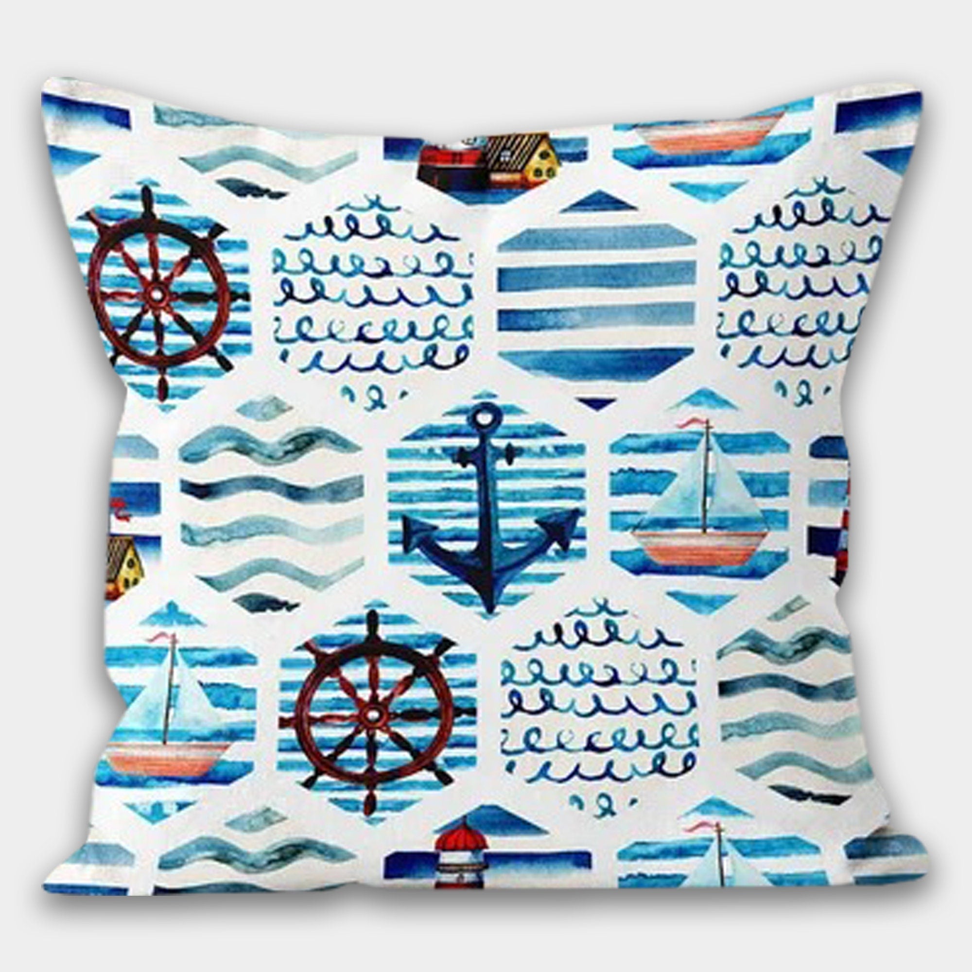 Navy Anchor Pillow Case, Anchor Pillow, Compass Nautical Pillow, Yacht Decor Cushion Cover, Nautical Cushion, Marin Pillow, Beach Pillow