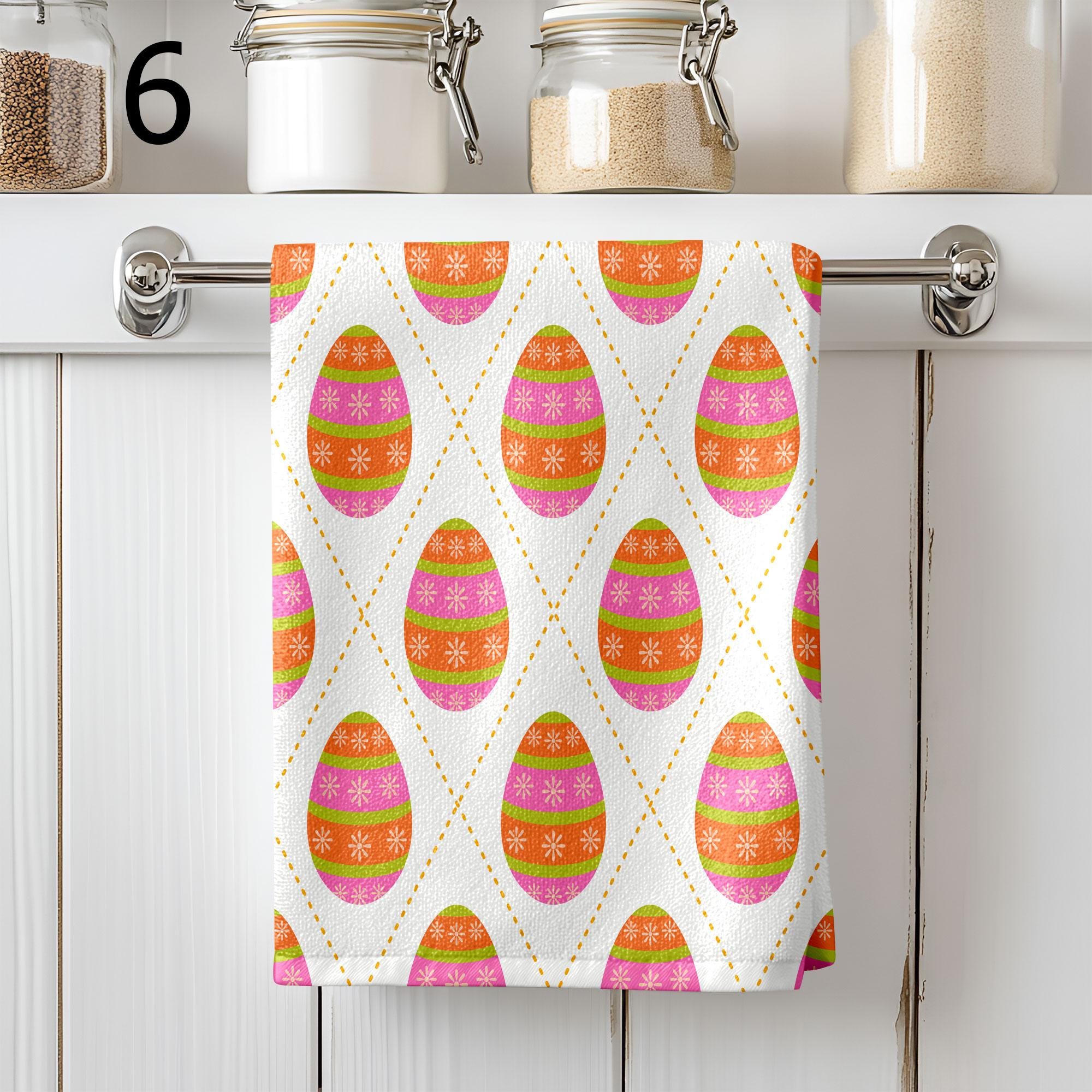 Colorful Eggs Tea Towels, Happy Easter Tea Towels, Easter Eggs Dish Towel, Easter Kitchen Towels, Easter Eggs Hand Towel