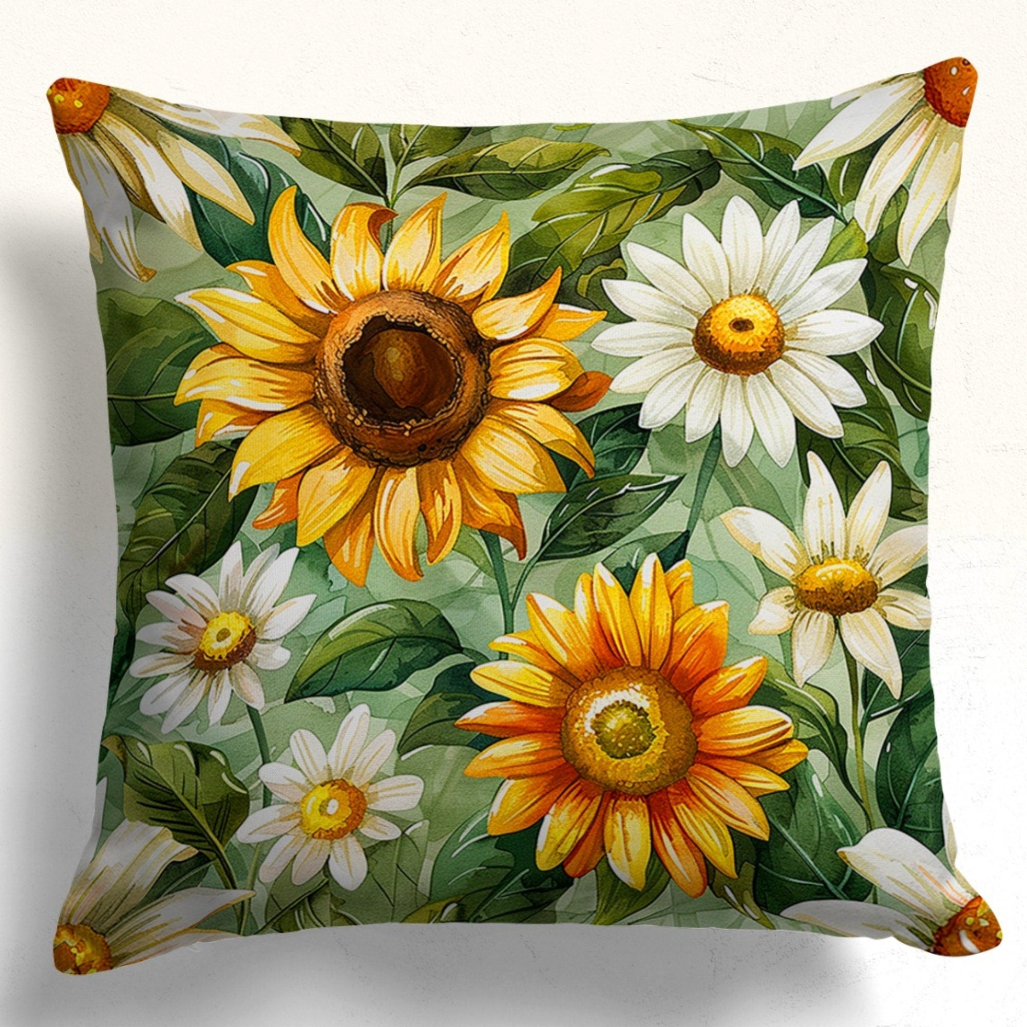 Sunflowers Pillow Covers, Yellow Sunflowers Cushion Covers, Yellow Floral Printed Pillow Case, Sun Flowers Throw Pillow Covers