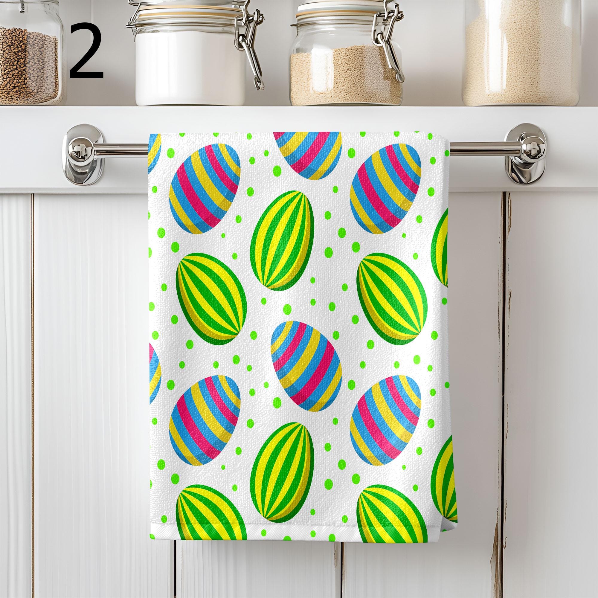 Colorful Eggs Tea Towels, Happy Easter Tea Towels, Easter Eggs Dish Towel, Easter Kitchen Towels, Easter Eggs Hand Towel