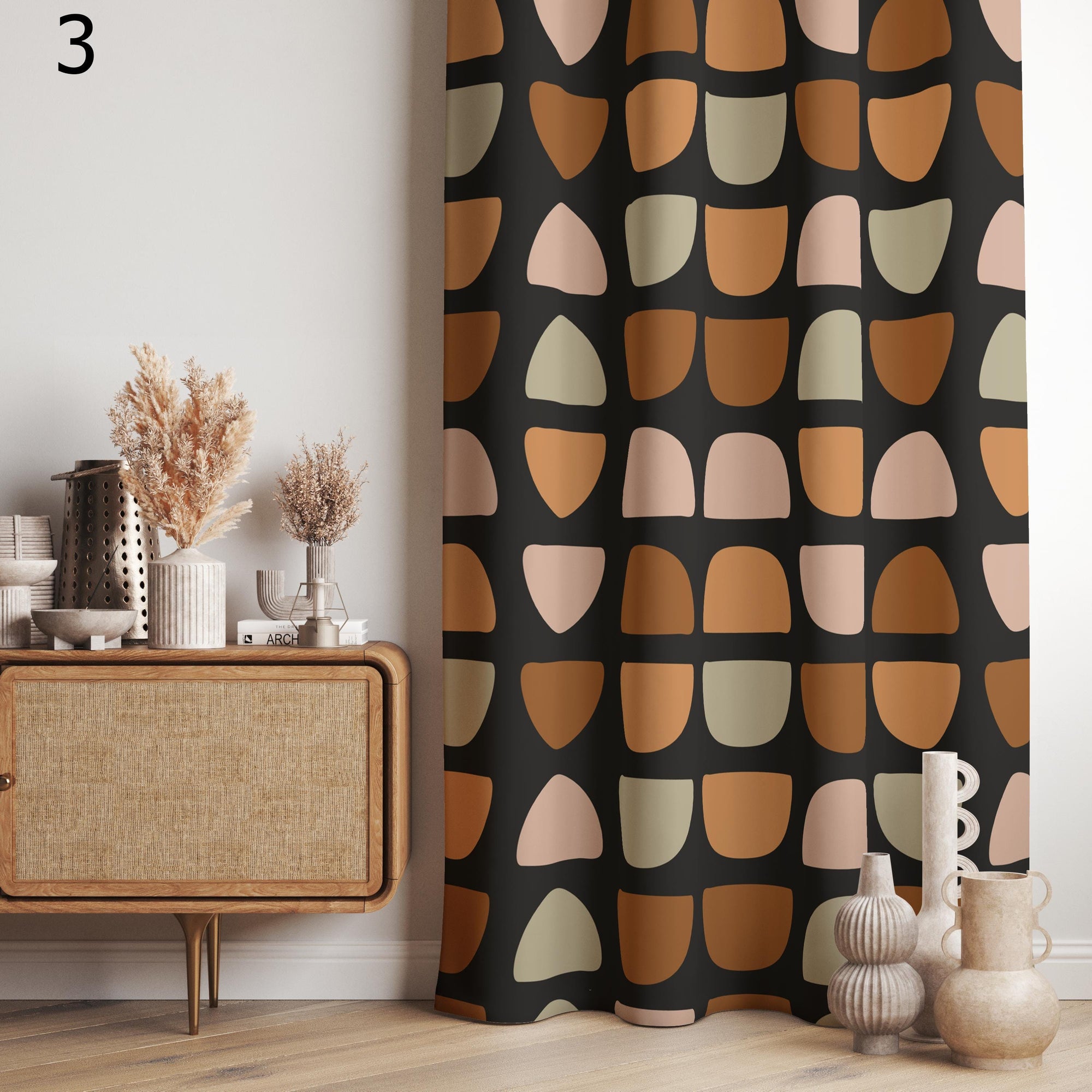 Retro Curtains, Mid Century Curtain Panels, MCM Geometric Abstract Blackout Curtain, Retro Grommet Curtain, 70s Print Drapes, 70s Curtains
