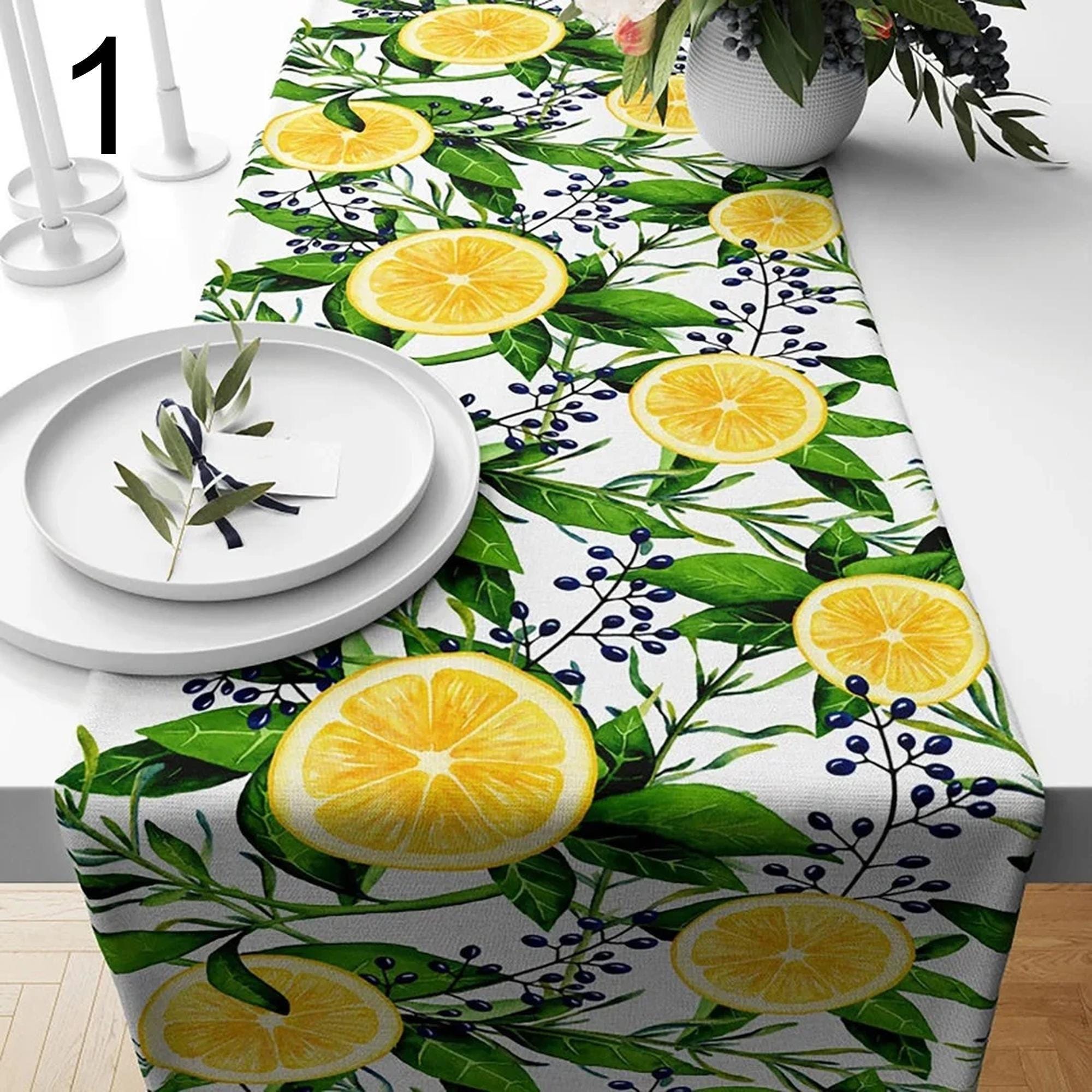 Lemon Table Runner, Yellow Lemon Table Runner, Farmhouse Lemon Table Runner, Lemon Kitchen Dining Table Runner