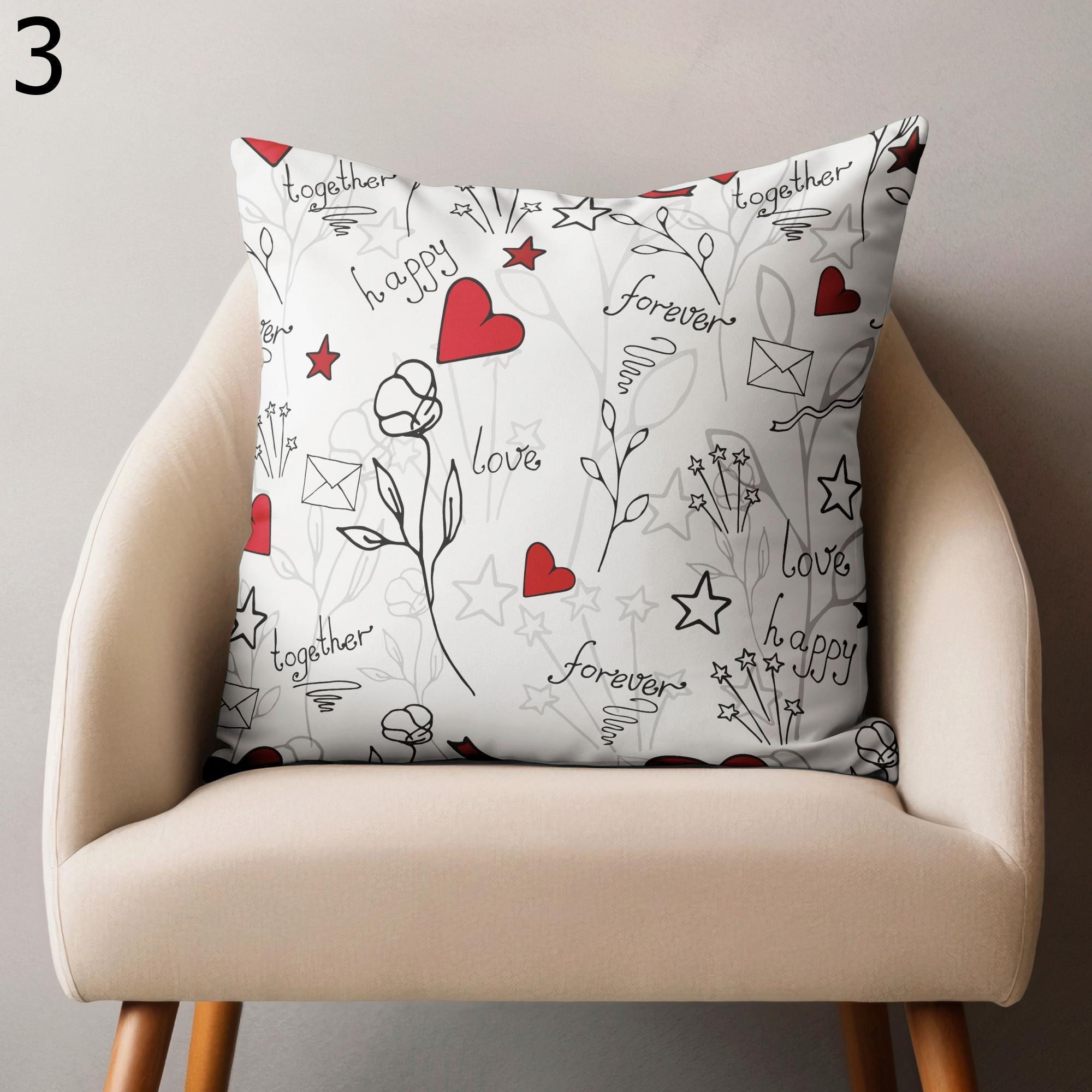 Valentine's Day Pillow Covers, Cute Valentine Throw Pillow Covers, Red Heart Pillow Cover, Love Cushion Covers, Valentine's Day Home Decor