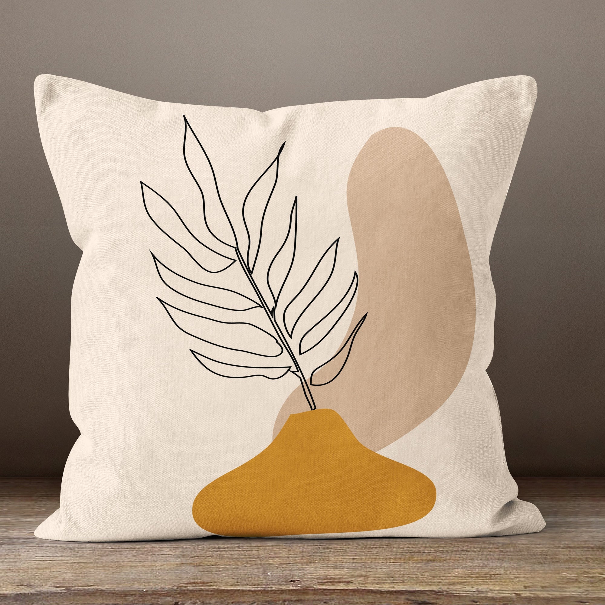 Modern Abstract Pillow Covers, Minimalist Abstract Leaf Pillowcase, Abstract Throw Pillow Cover, Modern Abstract Leaves Cushion Cover
