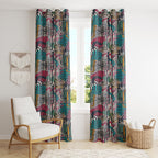 Mid-Century Window Curtains, Retro Abstract Curtains, 70s Retro Blackout Curtain Panel, Mid Century Modern Grommet Drapes
