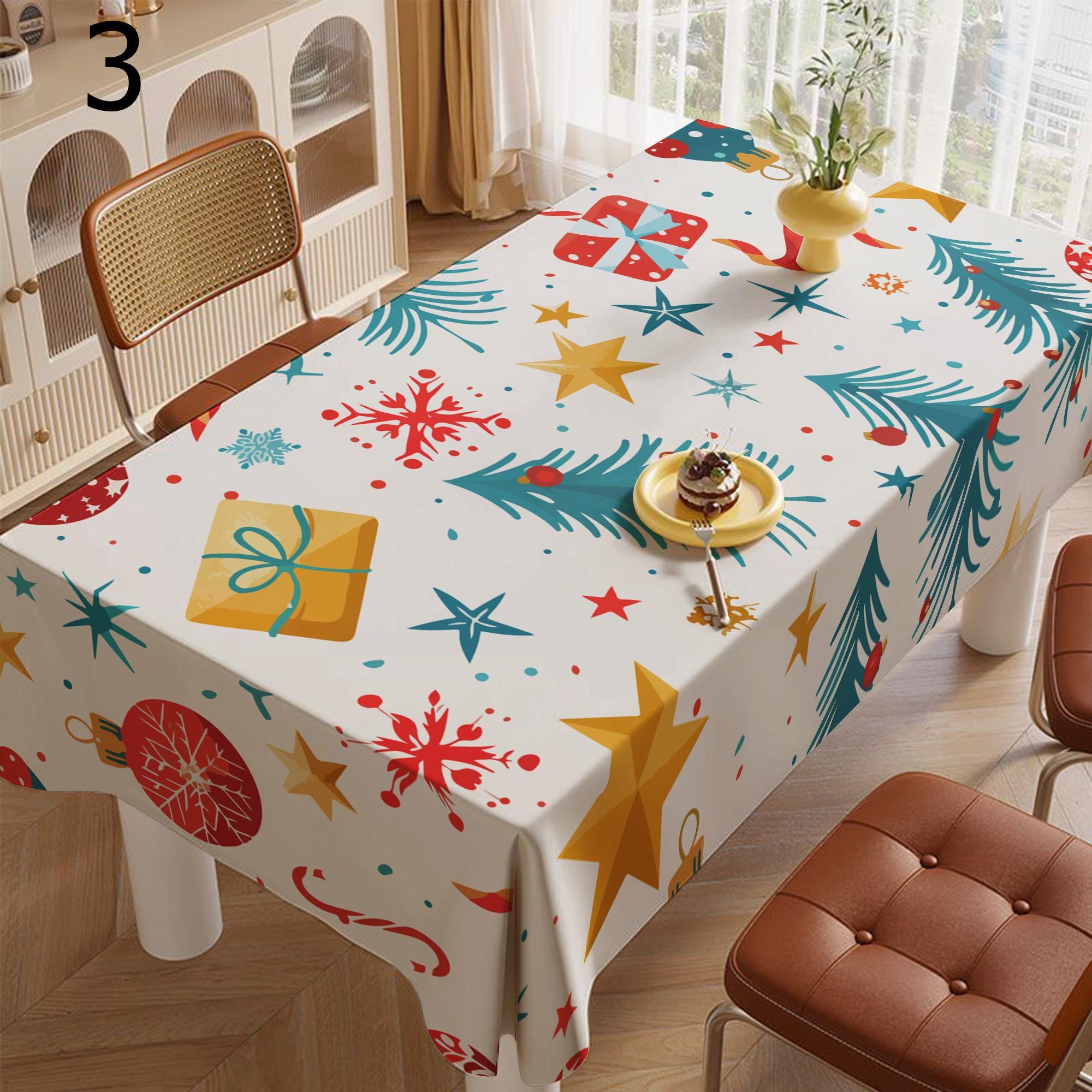 Christmas Tablecloth, Christmas Pine Trees Tablecloth, Xmas Pine Tree Printed Tablecloth, Christmas Rectangle Table Cloth