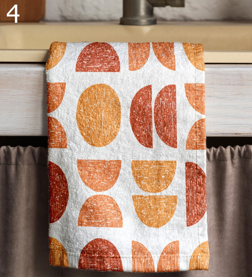 Retro Geometric Abstract Hand Towels, Mid Century Kitchen Towels, Retro Tea Towels, 70s Bauhaus Dish Towels, Bauhaus Retro Dish Towel