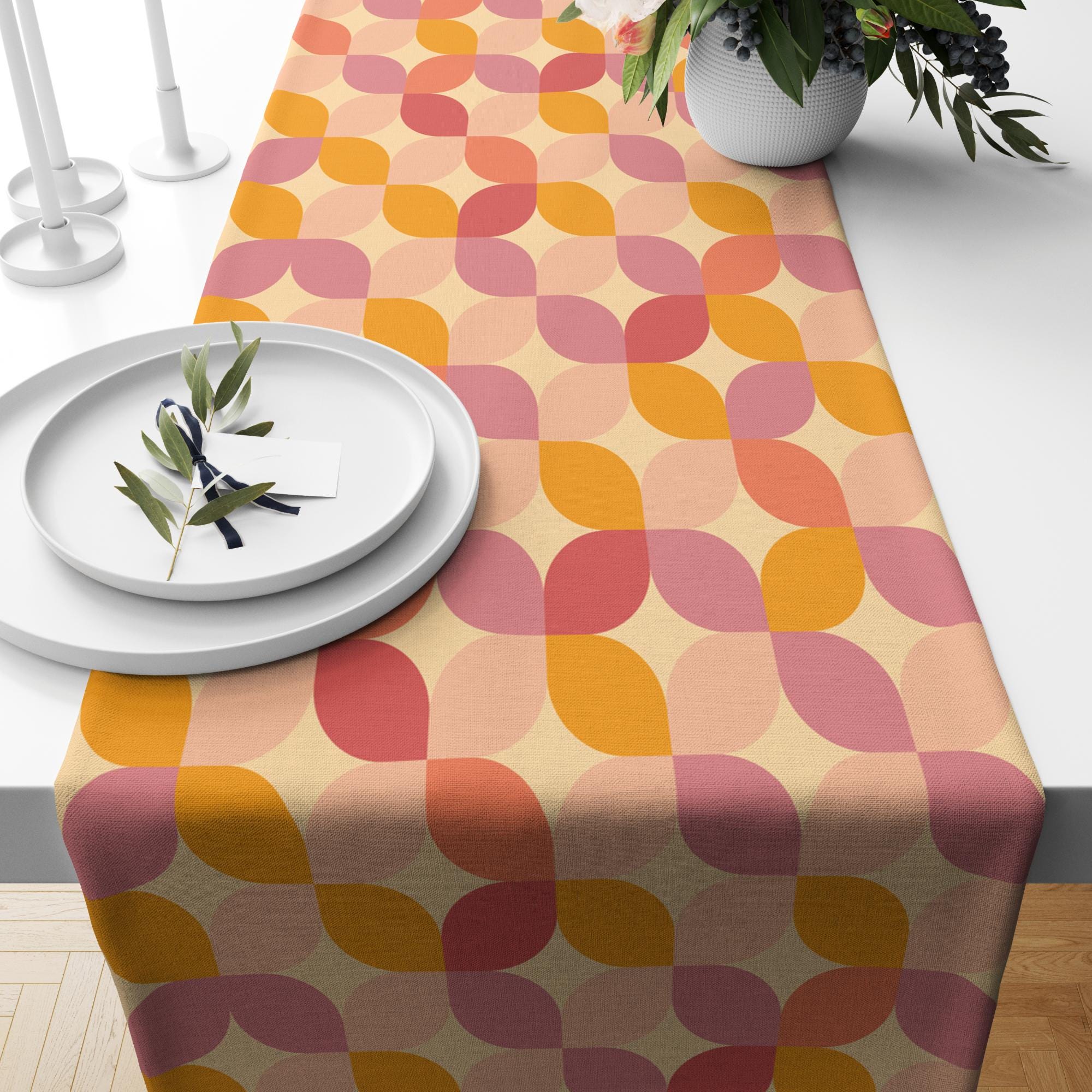 70s Retro Table Runner, Mid Century Modern Table Runner, Retro Party Table Decor, 70s Zigzag Table Runner, Retro Vintage Table Runner
