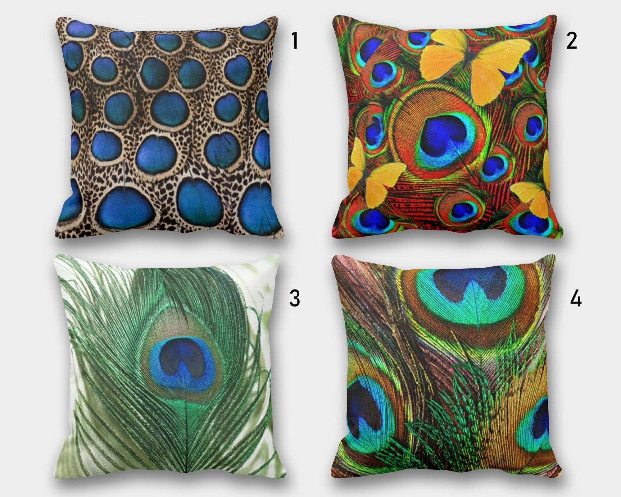 Peacock Pillow Cover, Peacock Cushion Cover, Peacock Tail Throw Pillow, Peacock Feather Pillowcase, Decorative Throw Pillow Case, Home Decor