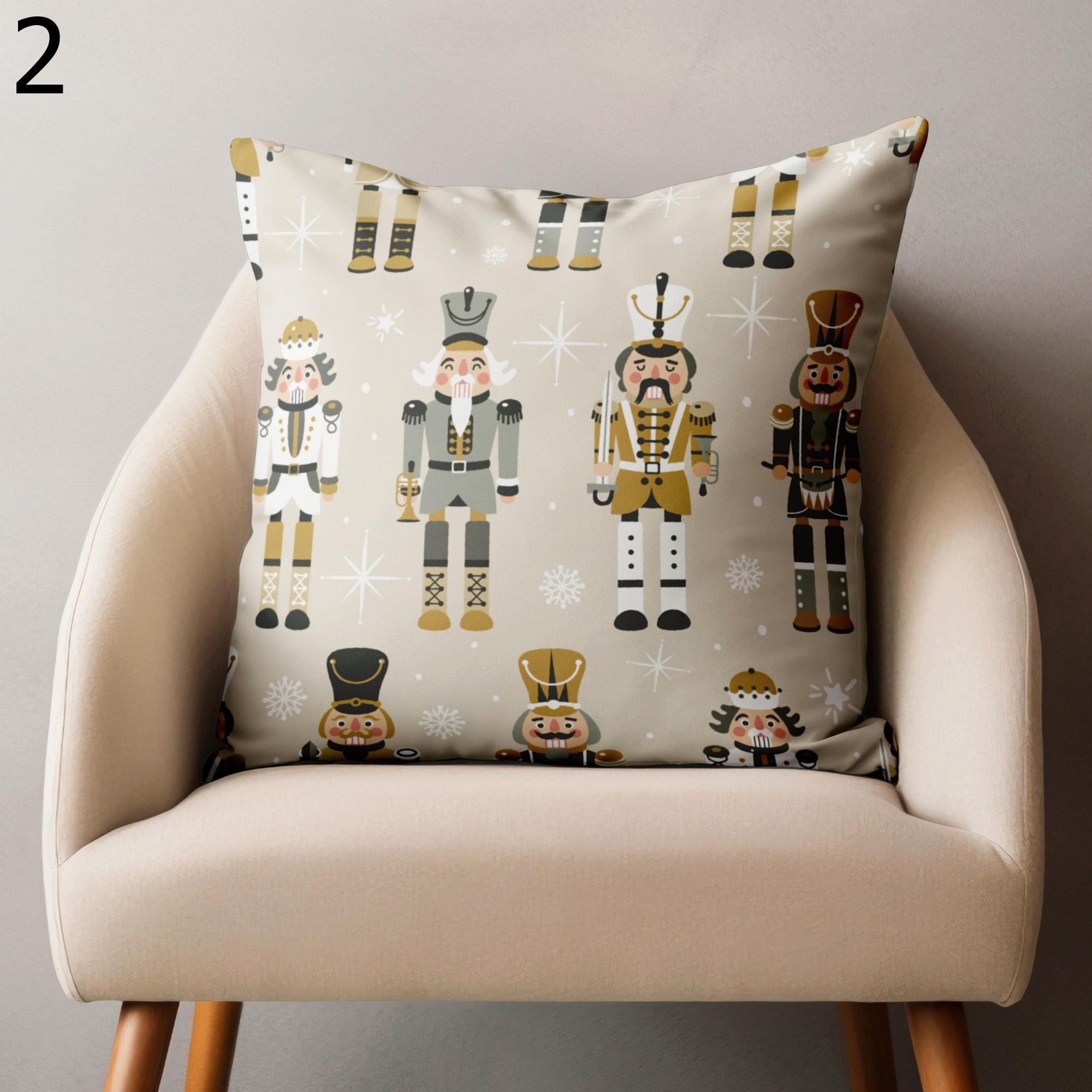 Christmas Nutcracker Soldier Cushion Covers, Noel Nutcracker Cushion Covers, Xmas Nutcracker Soldier Pillow Cover, Noel Cute Pillow Cover