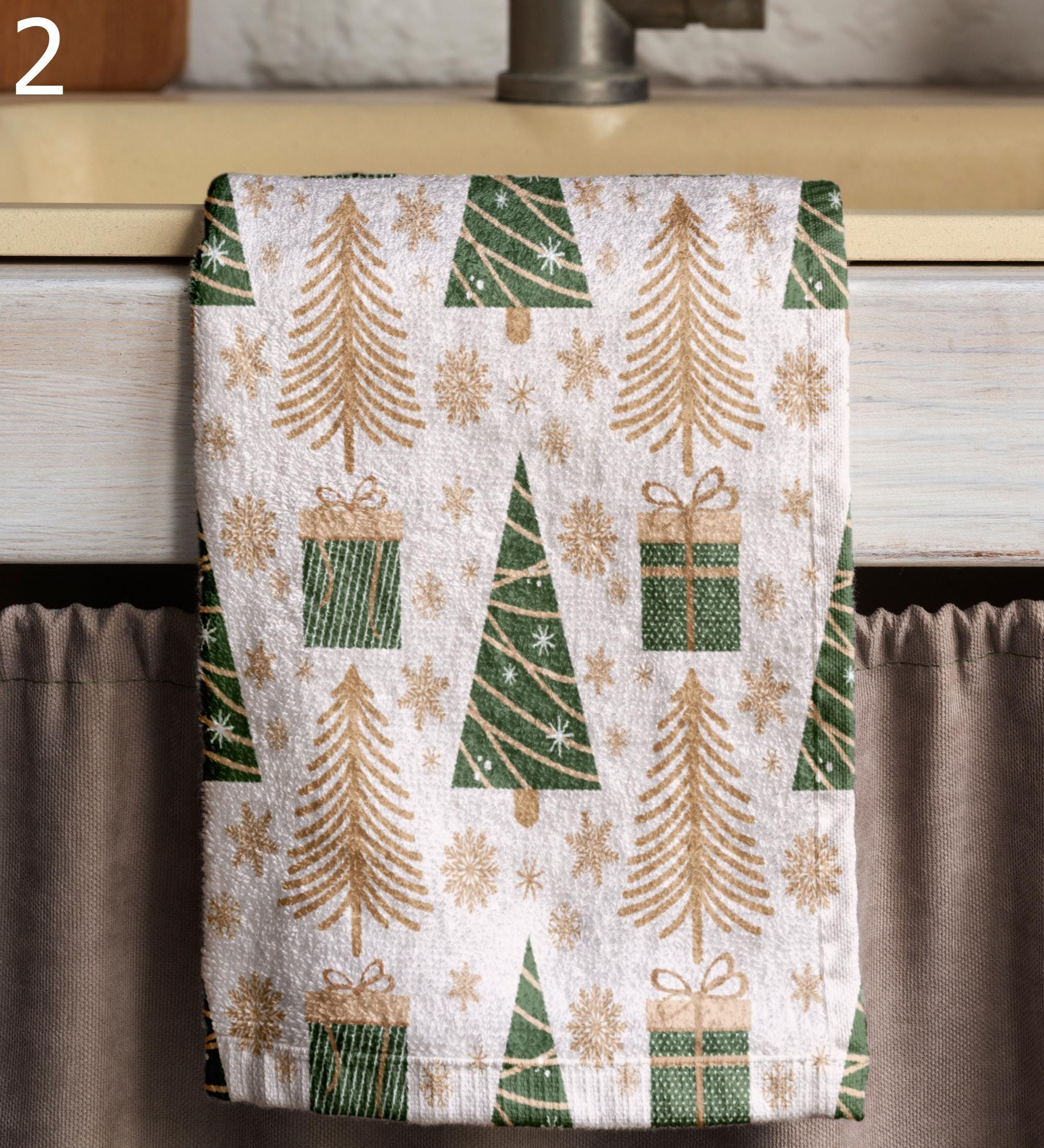Mery Christmas Hand Towels, Xmas Deer Towels, Winter Holiday Dish Towels, Christmas Kitchen Decor Dish Towel, Noel Deer Kitchen Towels