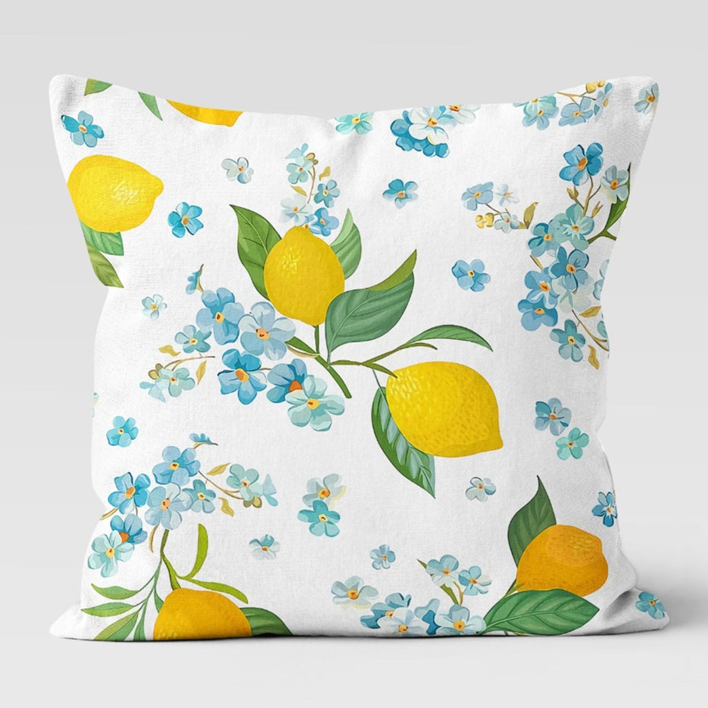 Lemon Pillow Covers, Outdoor Lemon Pillows, Lemon Cushion, Floral Summer Pillow, Lemon Kitchen Decor, Lemons Home Decor, Summer Pillow