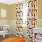 Mid Century Modern Window Curtains, Retro Curtain Panels, MCM Print Curtain, Orange Retro Style Living Room Curtain, 70s Retro Curtains