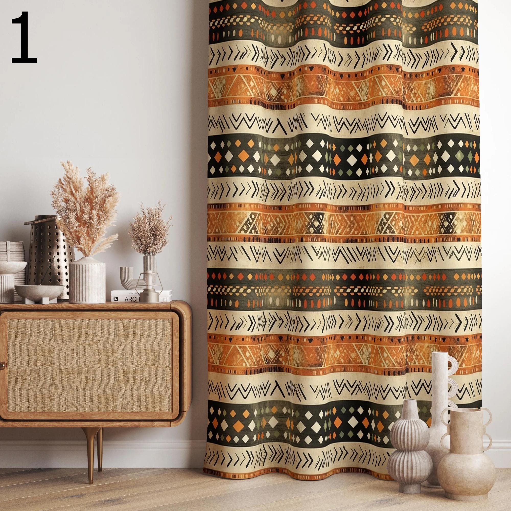 Ethnic Curtains, Southwestern Style Curtain, Western Rug Window Printed Curtain, Authentic Southwest Drapes Panel