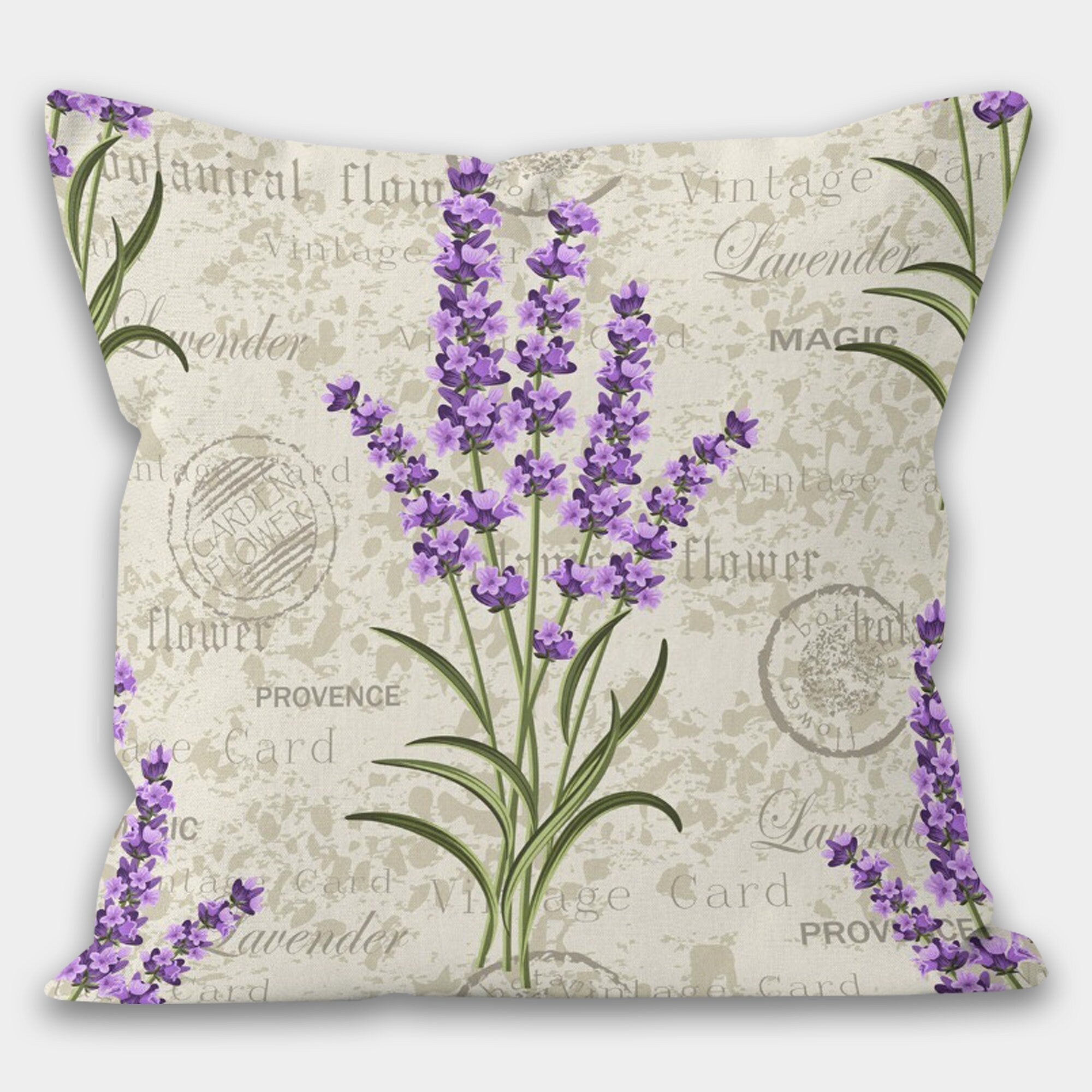 Lavender Flower Pillow Covers, Vintage Botanical Cushion Covers, French Country Floral Throw Pillow Cover, Shabby Chic Home Decor