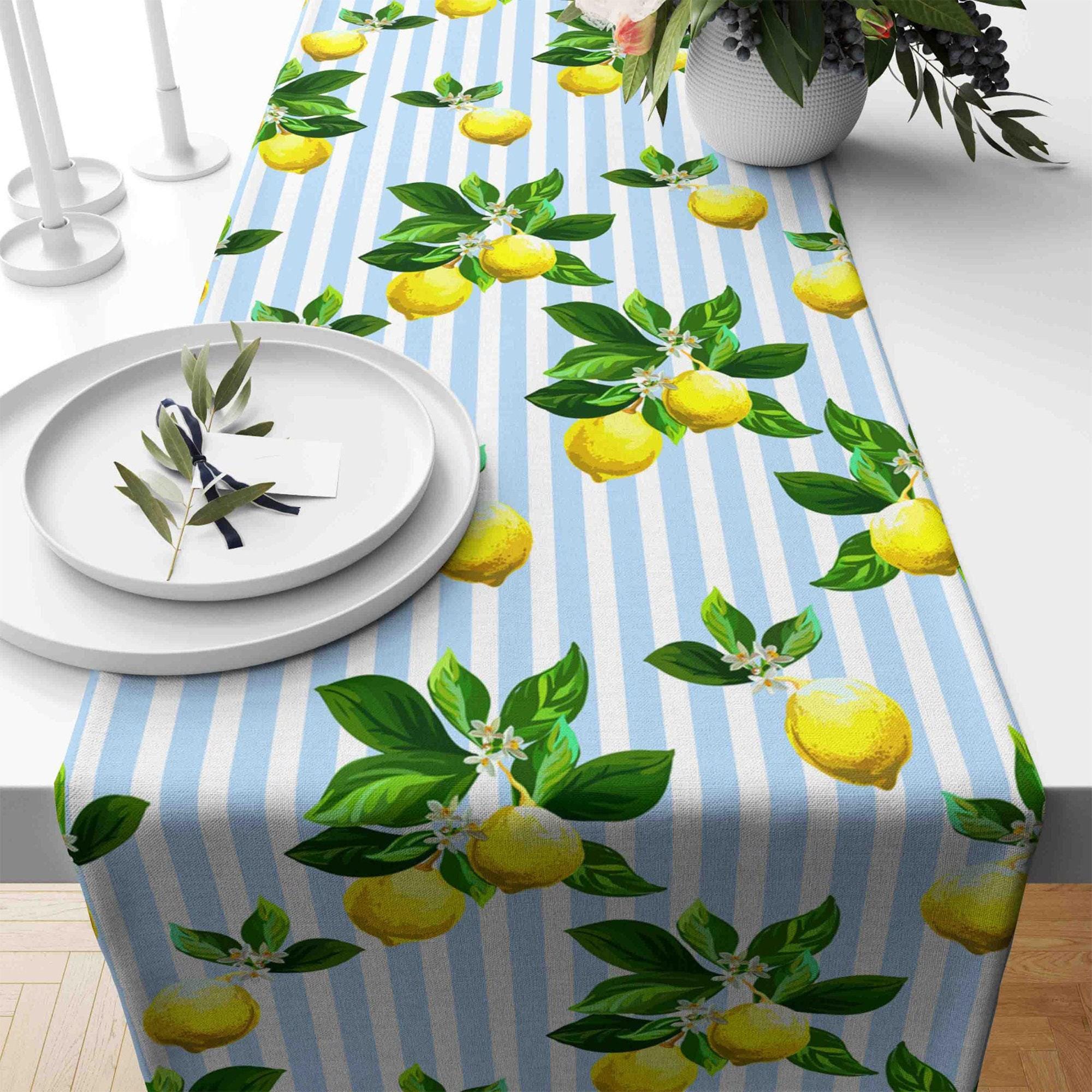 Lemon Table Runner, Yellow Lemon Table Runner, Kitchen Lemon Tablecloth, Decorative Table Cover, Kitchen Dining Table Runner, Yellow Runner