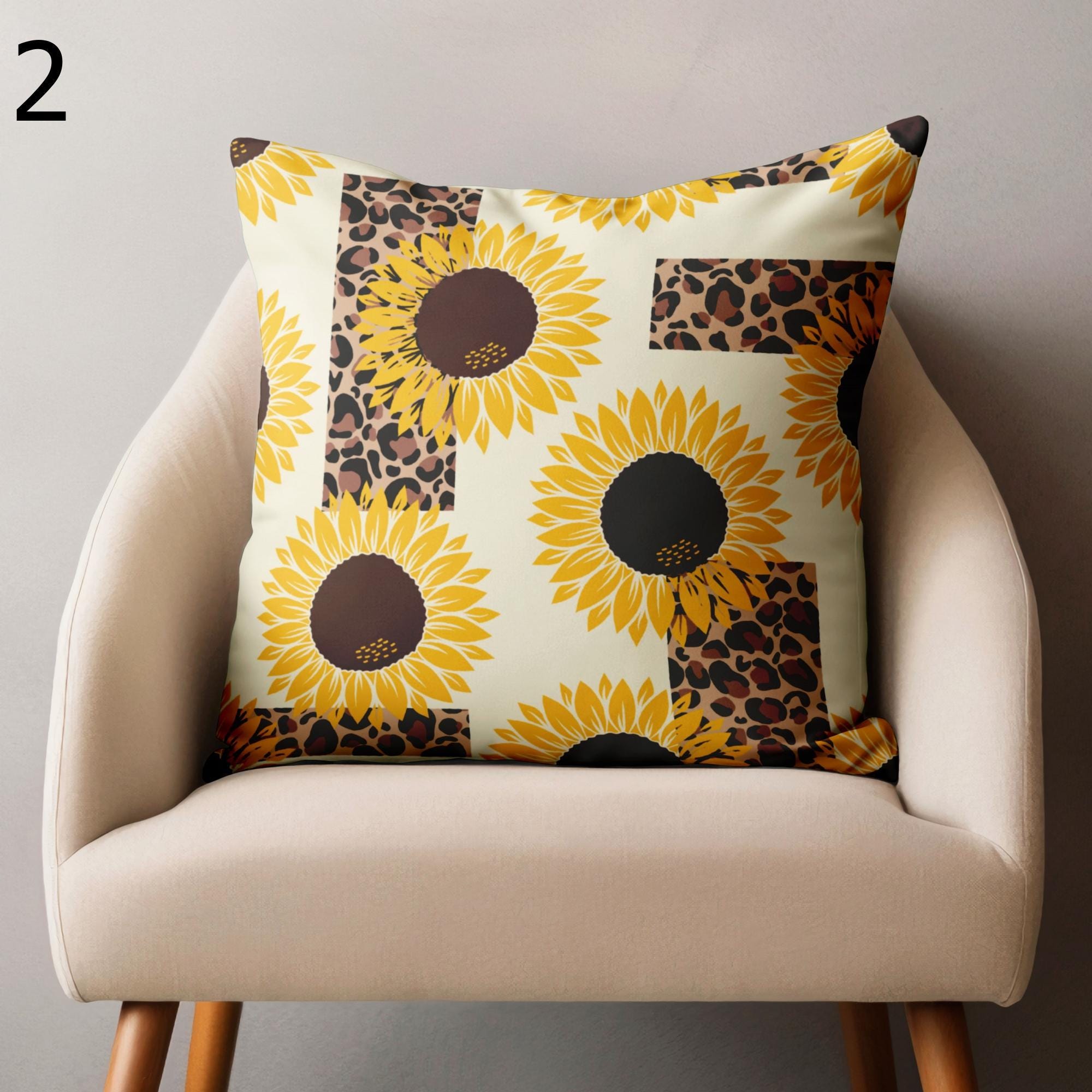 Sunflowers Throw Pillow Cover, Farmhouse Sunflowers Pillow Covers, Sunflowers Pillowcase, Yellow Floral Cushion Cover, Sunflowers Home Decor