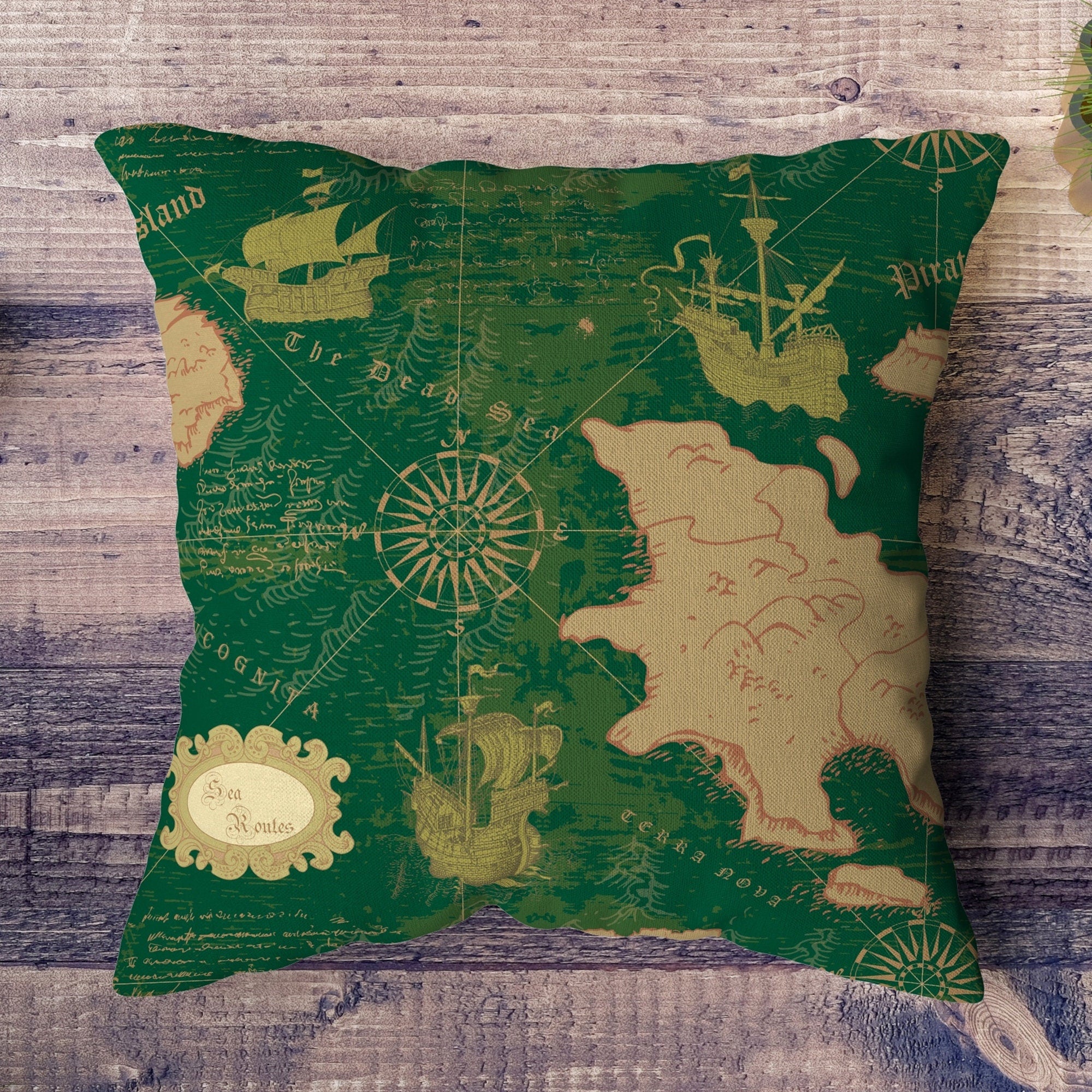 Nautical Pillow Covers, Sailor Cushion Cover, Ancient Map Nautical Pillowcase, Ancient Nautical Pillow Covers