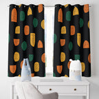 Retro Curtains, 70s Retro Curtains, Retro Black Orange Curtains, Mid Century Window Curtains, MCM Grommet Curtain, Mid Century Print Drapes