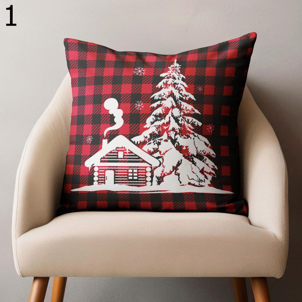 Xmas Pillow Covers, Christmas Plaid Pillow Case, Xmas Buffalo Plaid Pillowcase, Xmas Winter Snowflakes Throw Pillow Cover, Winter Pillowcase
