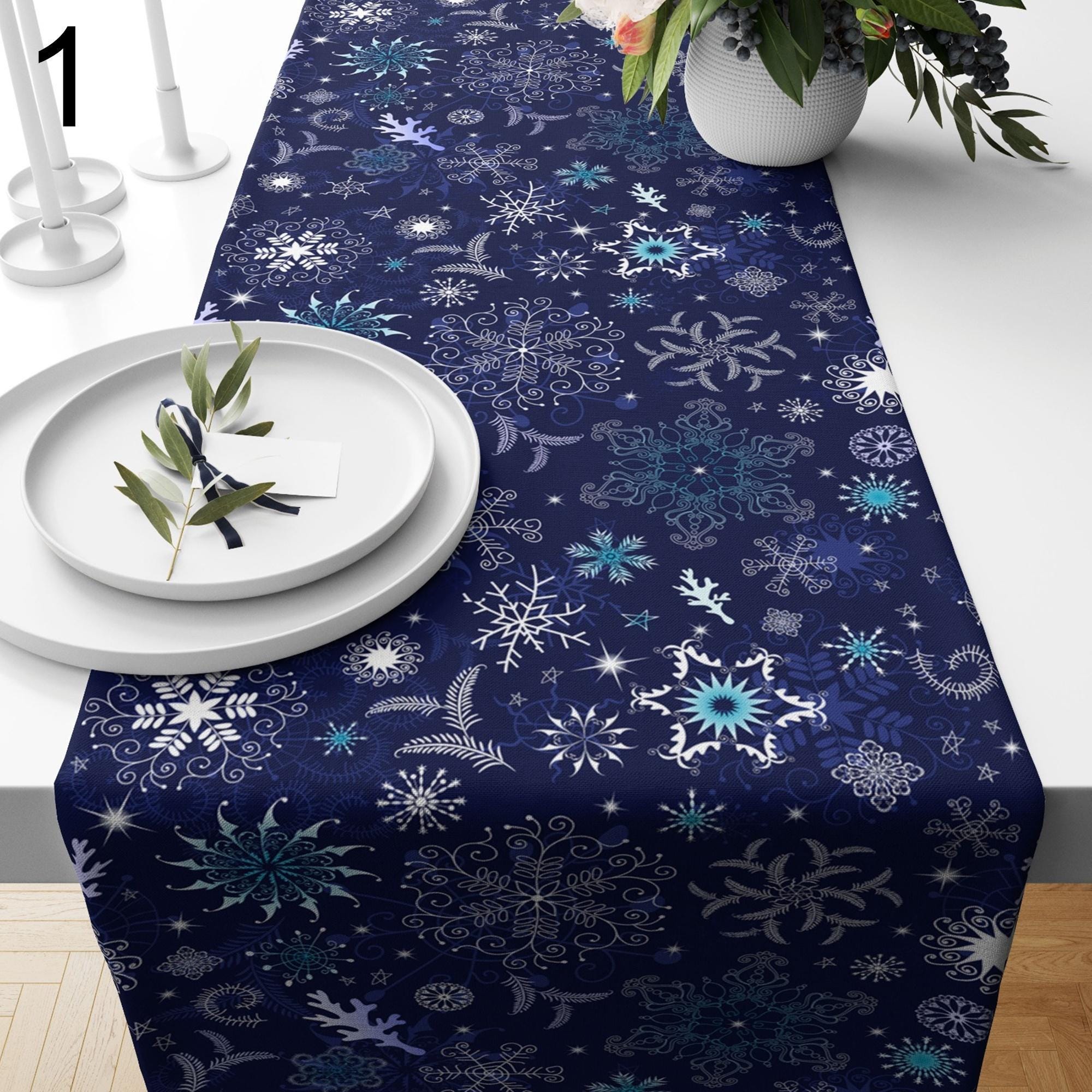 Christmas Table Runner, Xmas Winter Snowflakes Table Runner, Xmas Table Runner, Snowflake Tablecloth, Xmas Snowflake Table Runners