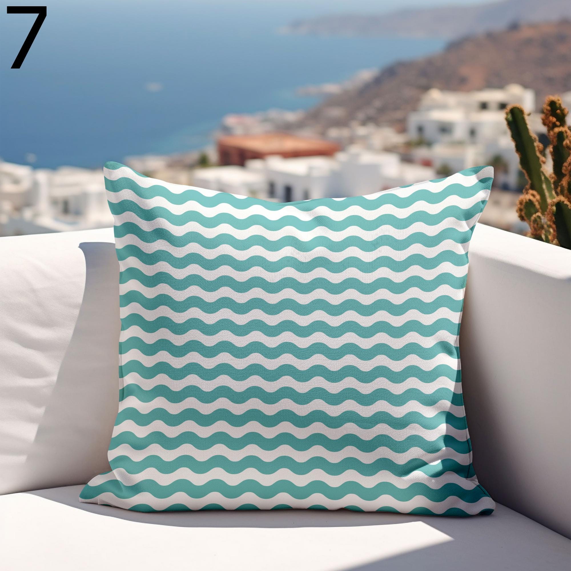 Nautical Outdoor Pillow Covers, Waterproof Ocean Cushion Cover, Outdoor Marine Waterproof Pillowcase, Coastal Water Resist Cushion Covers