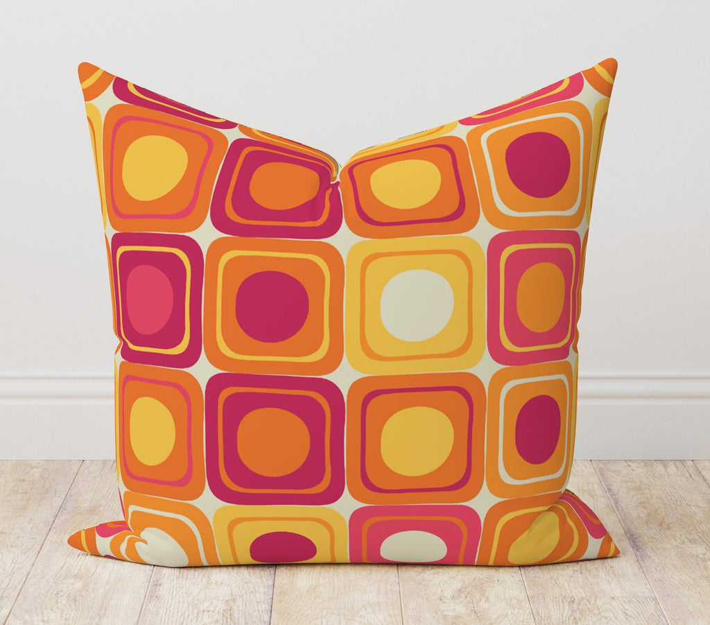 Retro Abstract Cushion Cover, Mid Century Modern Pillow Cover, 70s Pillow Covers, Geometric Throw Pillow Cover, Boho Abstract Pillow Case