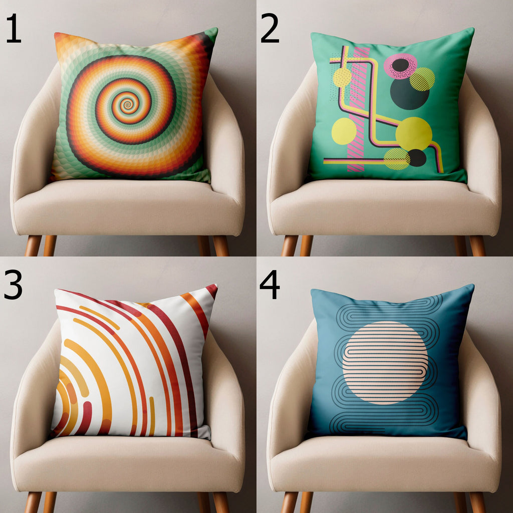Retro Geometric Pillow Cover, 70s Inspired Pillow Covers, Mid Century Modern Pillowcase, Retro Cushion Cover, Retro Chic Pillow Decor