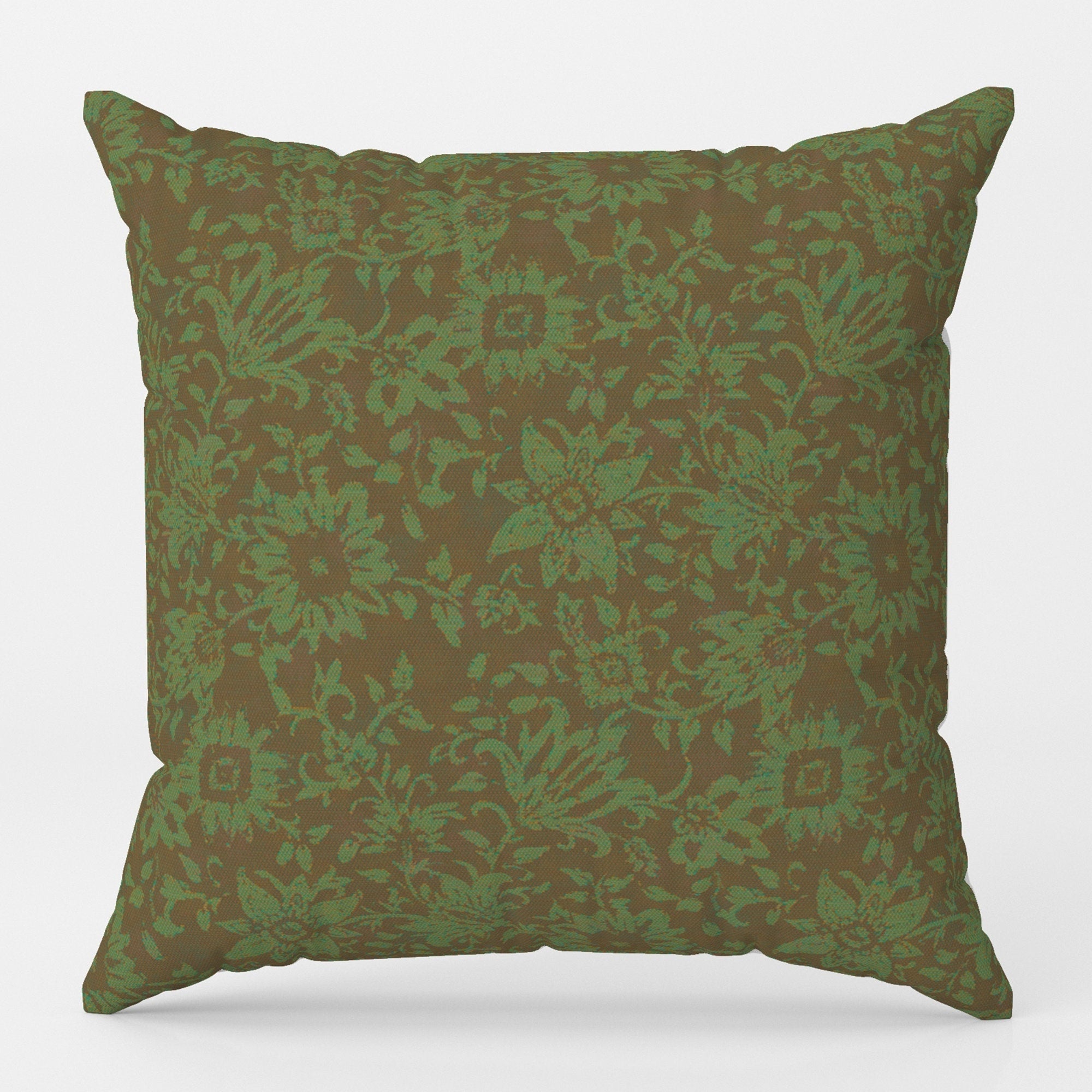 Vintage Green Floral Cushion Cover, Rustic Country Floral Throw Pillow Cover, Retro Floral Pillowcase, Soft Floral Throw Pillow Cover