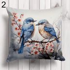 Christmas Birds Pillowcase, Winter Birds Cushion Cover, Winter Decor Cushions, Christmas Birds Pillow Covers, Christmas Flowers Pillowcase