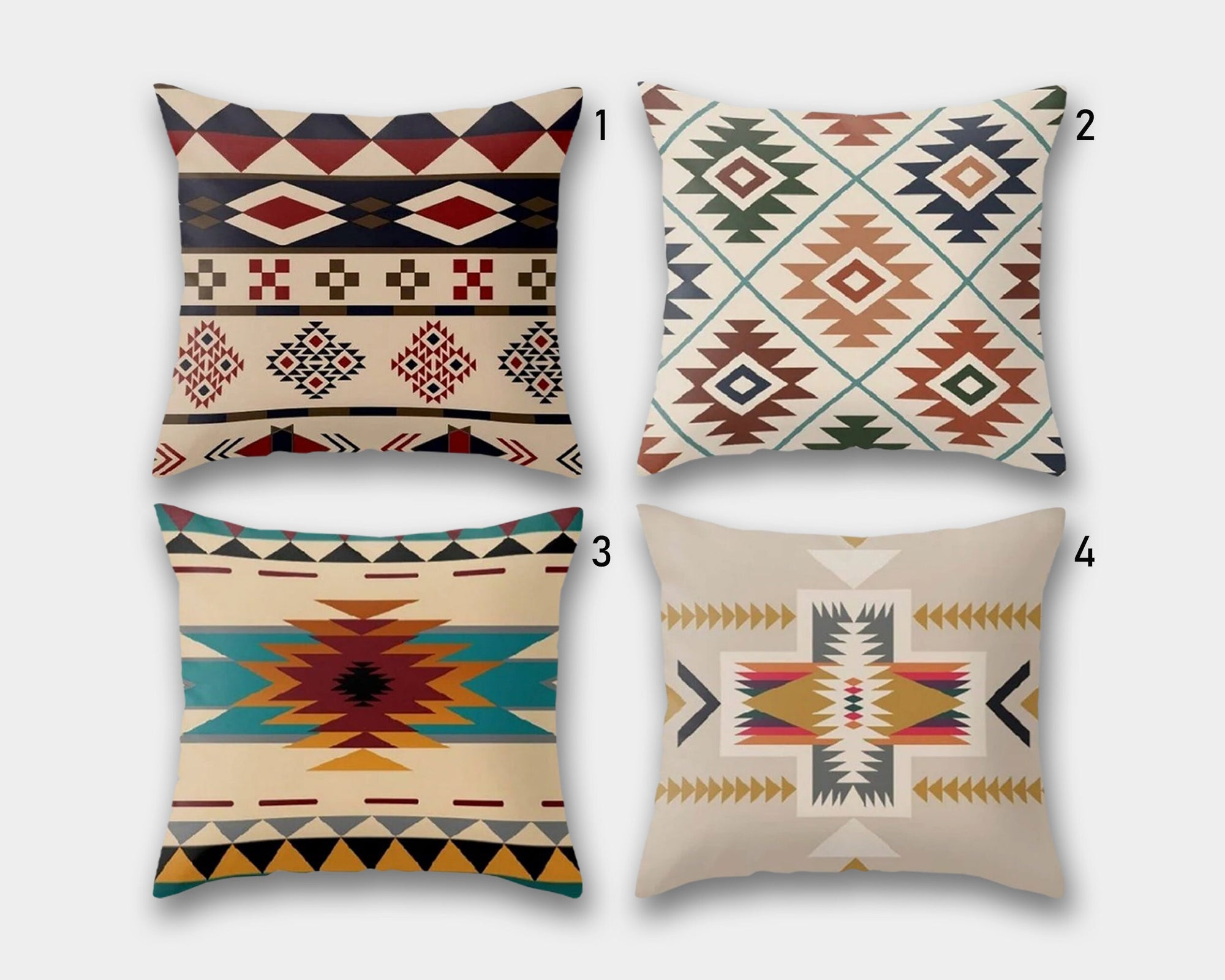 Southwestern Geometric Pillow Covers, Tribal Boho Throw Pillow, Native Style Cushion Covers, Aztec Rustic Home Decor