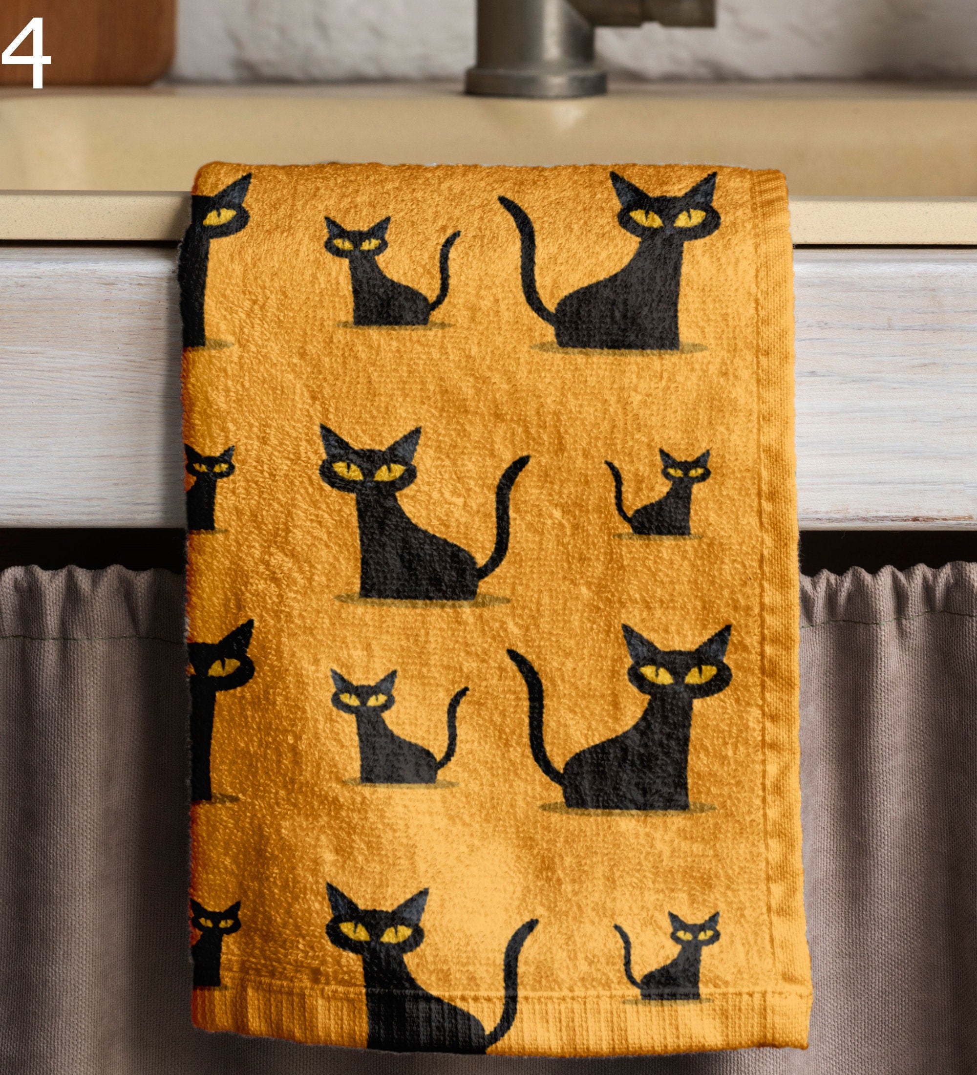 Halloween Tea Towels, Halloween Cute Dish Towel, Fall Hand Towel, Orange Halloween Print Kitchen Towels, Halloween Kitchen Decor