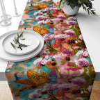 Butterfly Table Runner, Pink Floral Table Runner, Flowers Print Table Runner, Purple Table Runner, Print Table Runner, Table Runner