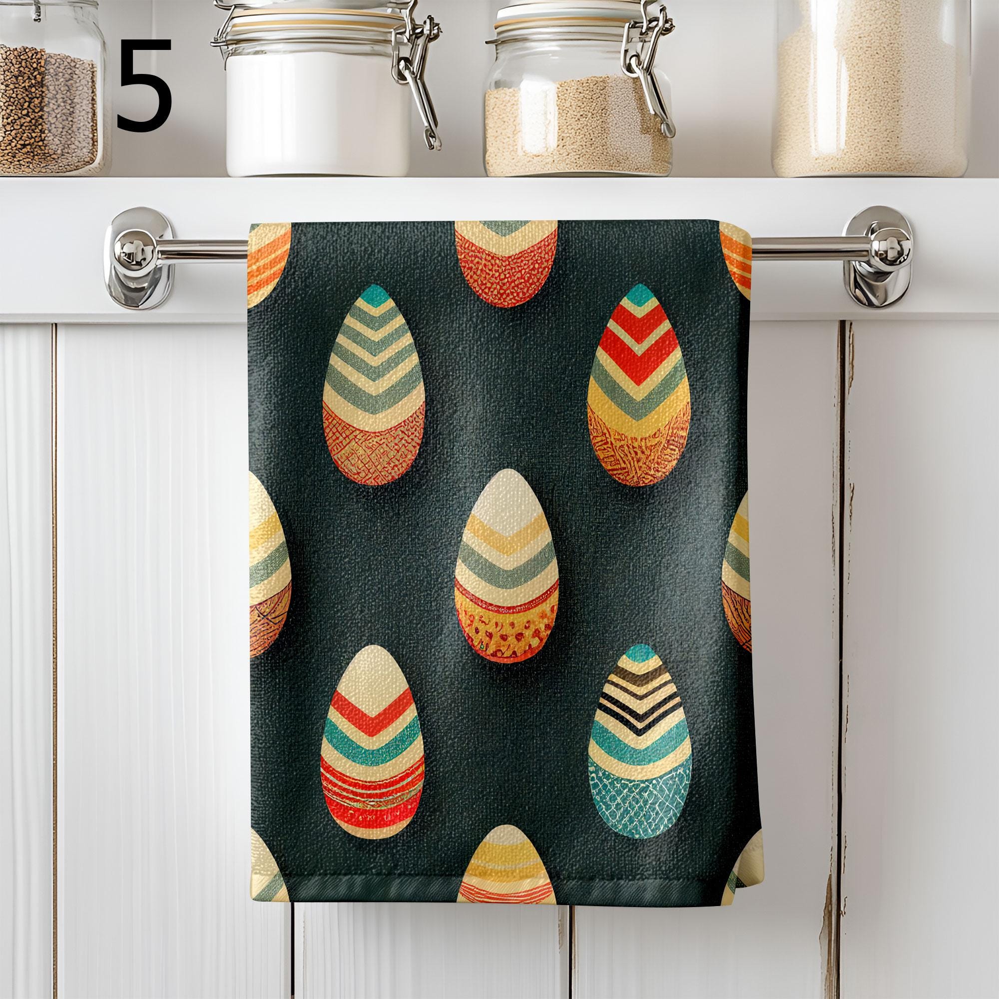 Colorful Eggs Tea Towels, Happy Easter Tea Towels, Easter Eggs Dish Towel, Easter Kitchen Towels, Easter Eggs Hand Towel