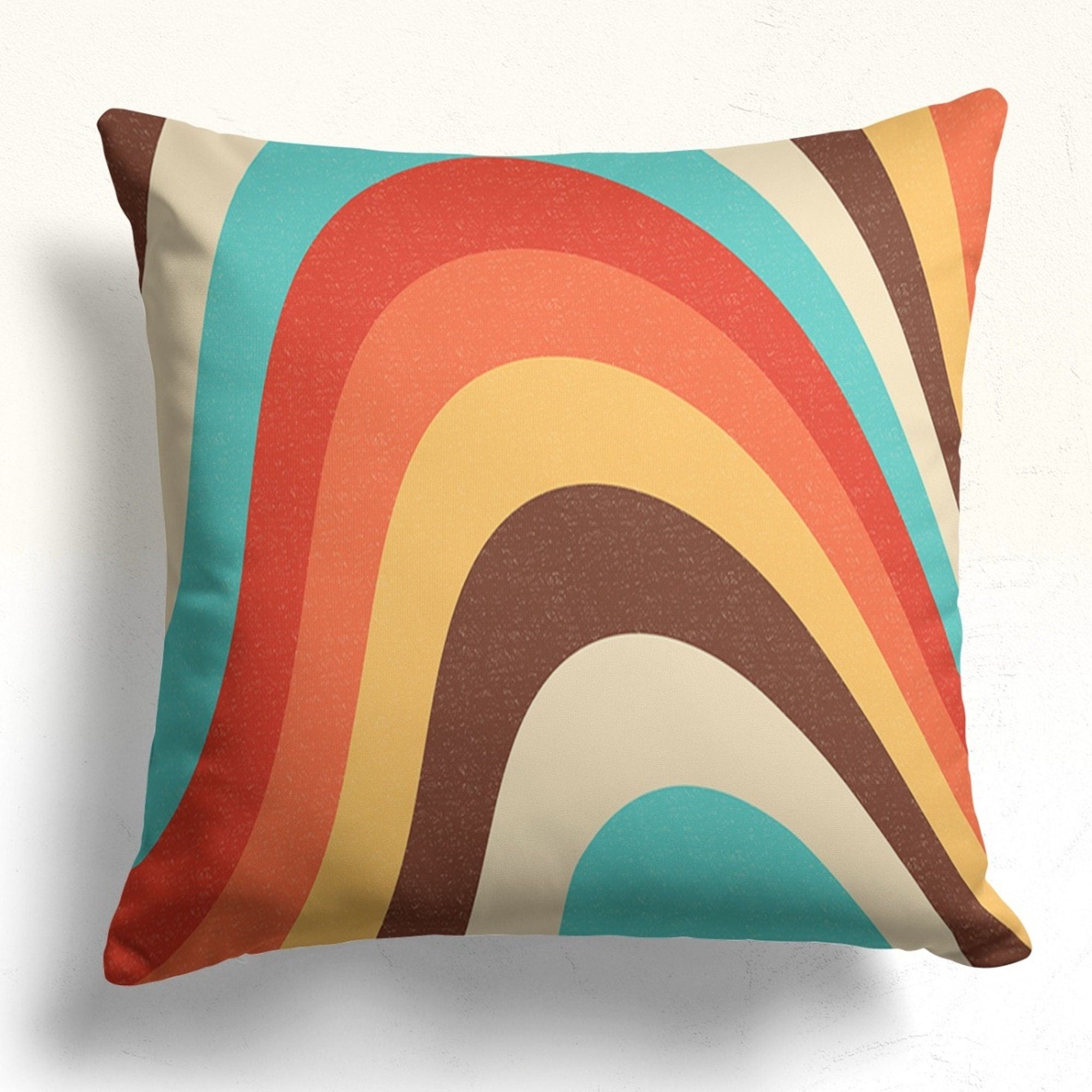 Colorful Retro Pillow Cover,  Retro Rainbow Design Pillow Case, Mcm Boho Hippie Throw Pillow Covers, 50s 60s 70s Rainbow Cushion Cover