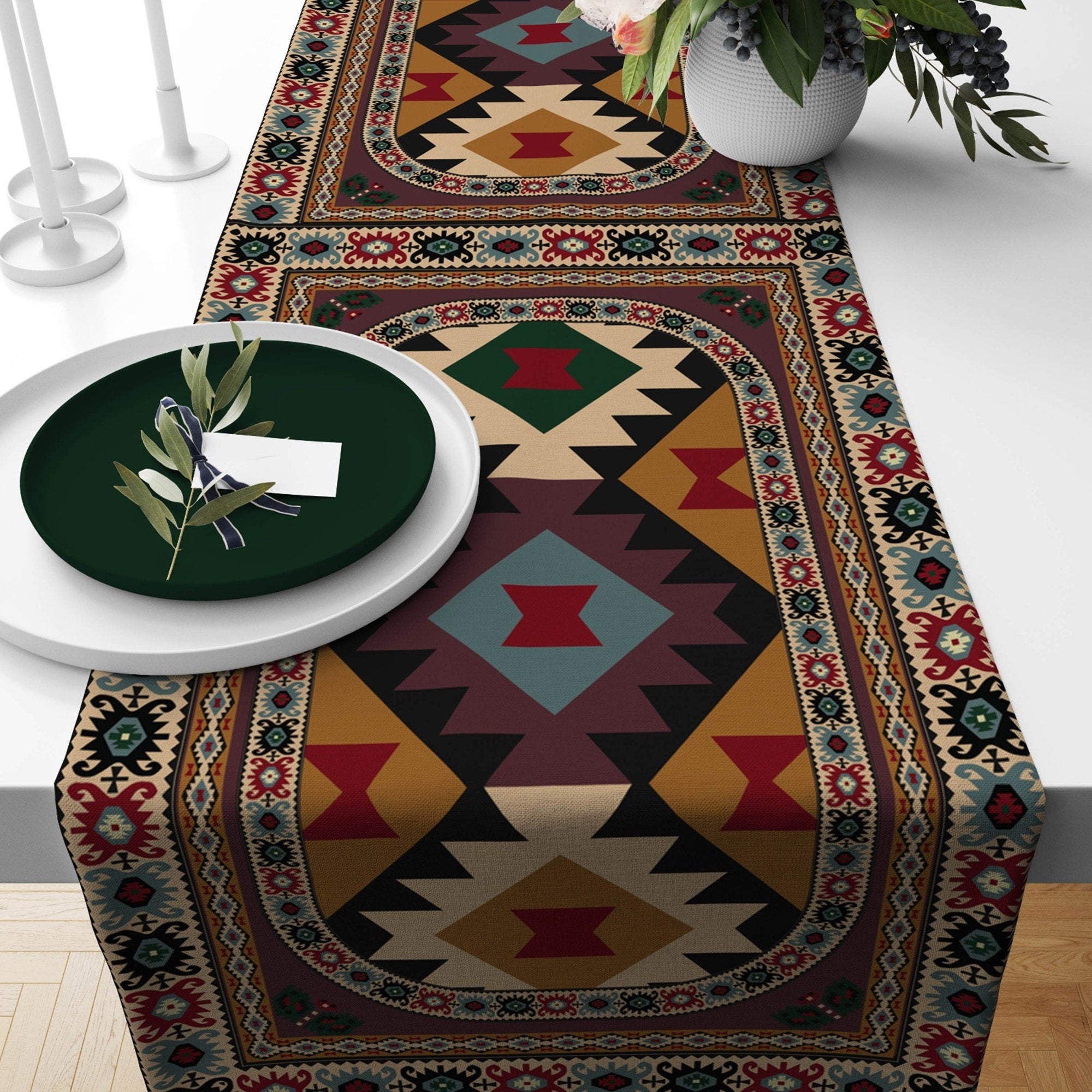 Ethnic Table Runners, Rug Table Runner, Authentic Table Runner, Kilim Table Runner, Southwestern Table Runner
