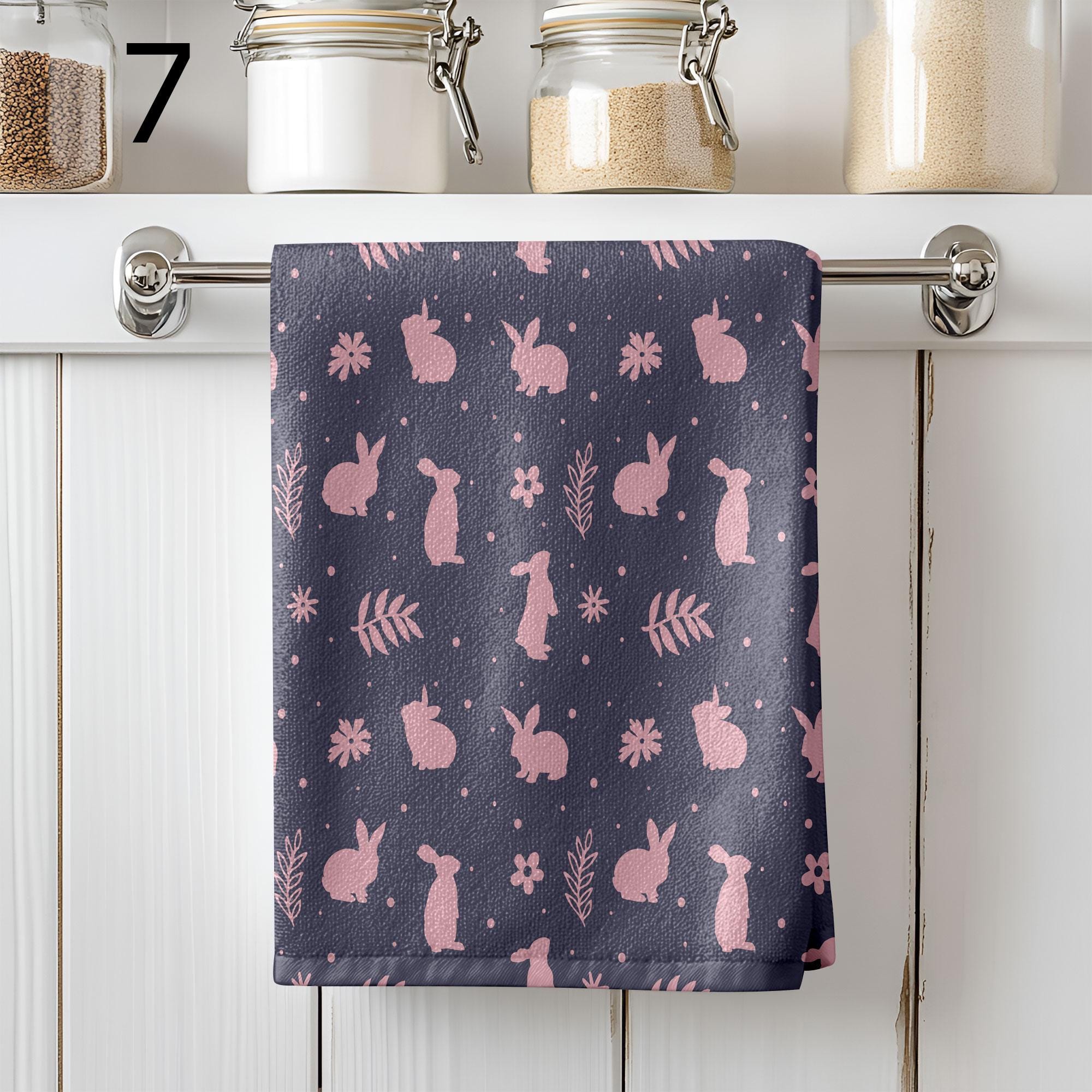 Cute Easter Decorative Tea Towel, Easter Bunny Dish Towel, Easter Fingertip Towels, Bunny Kitchen Towels, Cute Easter Bunny Tea Towels
