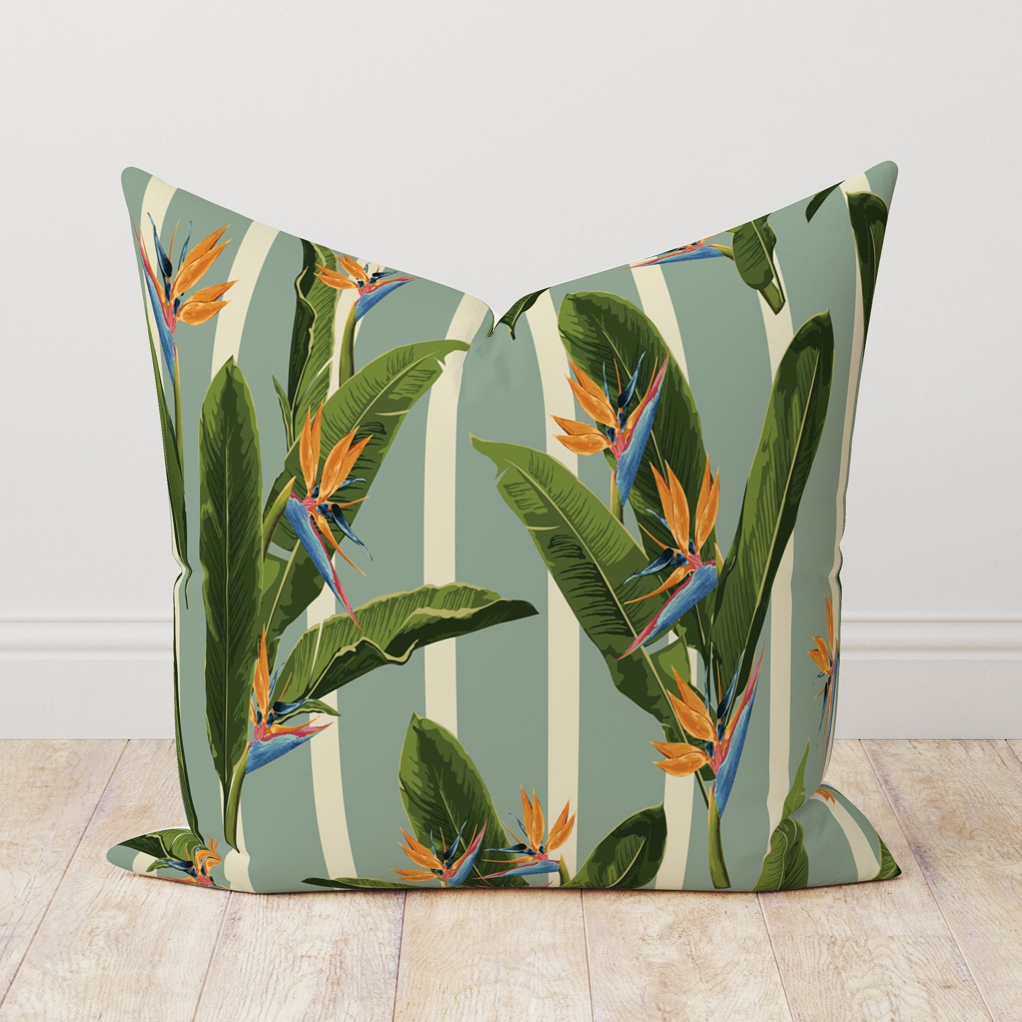 Tropical Flowers Pillow Covers, Bird of Paradise Pillow Covers, Exotic Floral Pillow Case, Bird of Paradise Cushion Cover, Floral Pillowcase