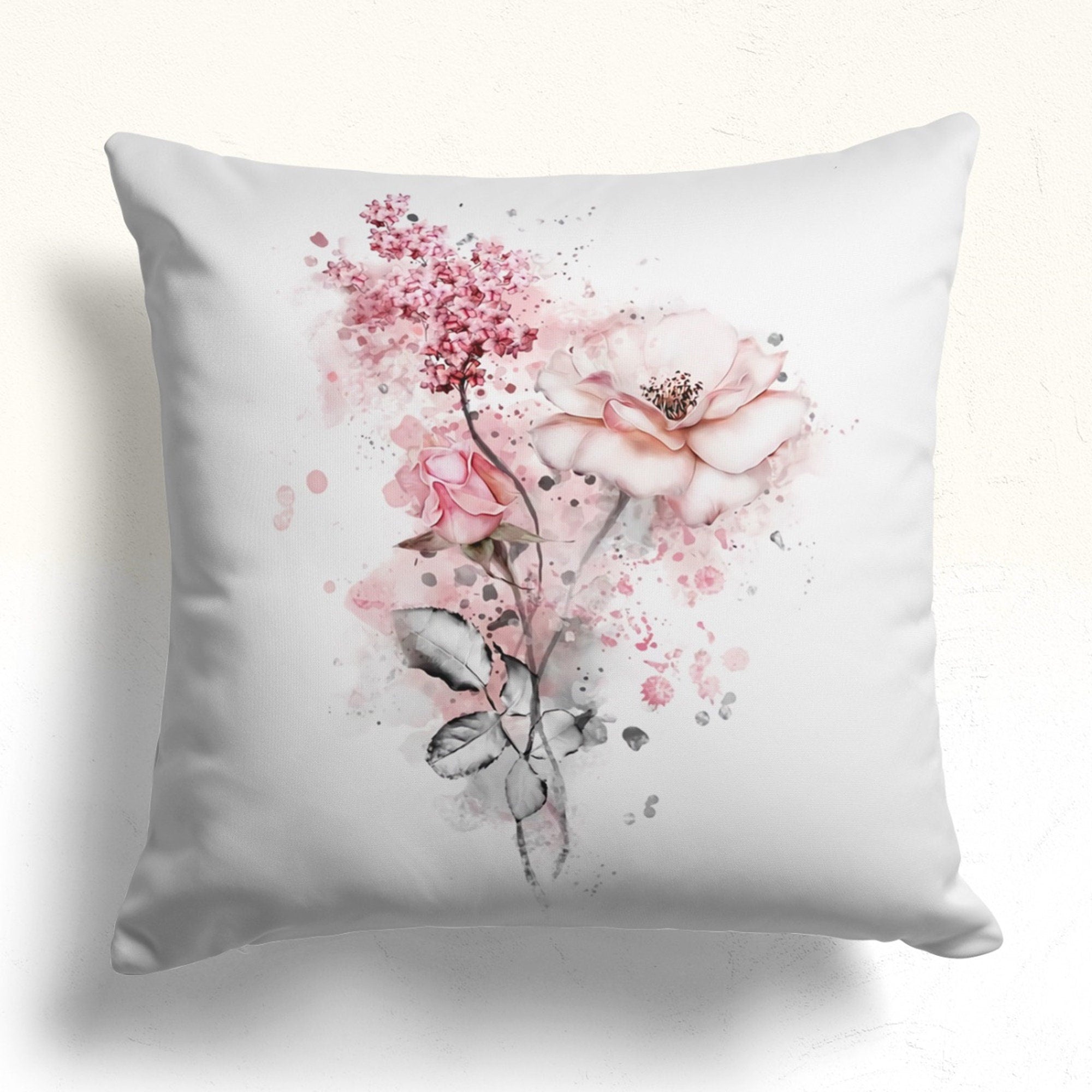 Flower Bird Pillow Cover, Floral Birds Cushion Cases, Decorative Pillows, Colorful Boho Flowers Pillow Cover, Housewarming Gift