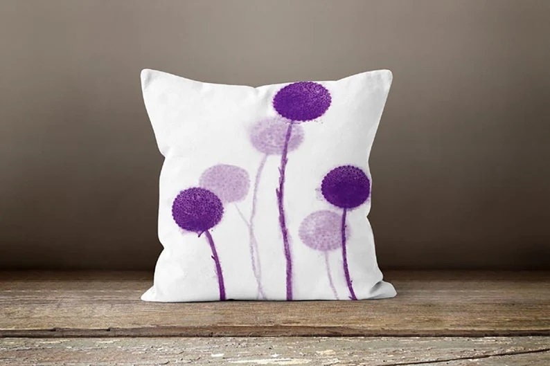 Floral Pillow Cover, Purple Pillow Covers, Purple Floral Pillow Case, Lilac Couch Pillow, Purple Throw Pillow, Flower Outdoor Pillow