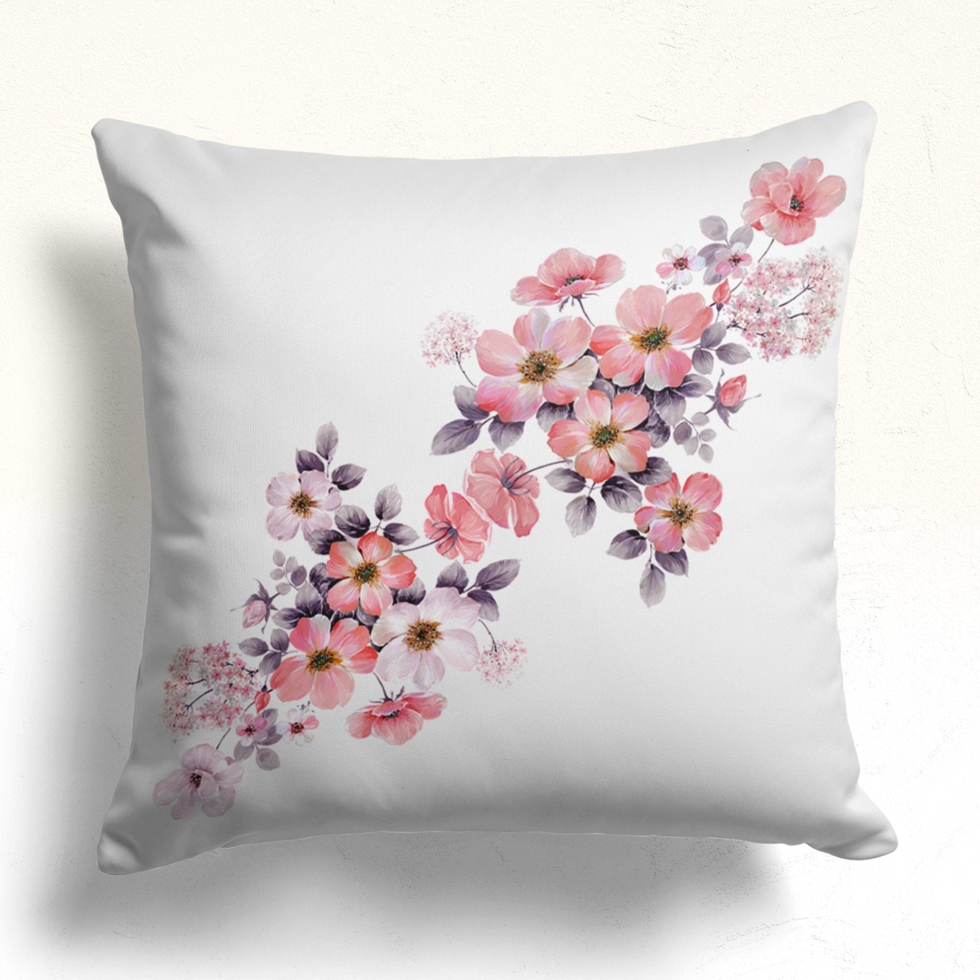 Flower Bird Pillow Cover, Floral Birds Cushion Cases, Decorative Pillows, Colorful Boho Flowers Pillow Cover, Housewarming Gift