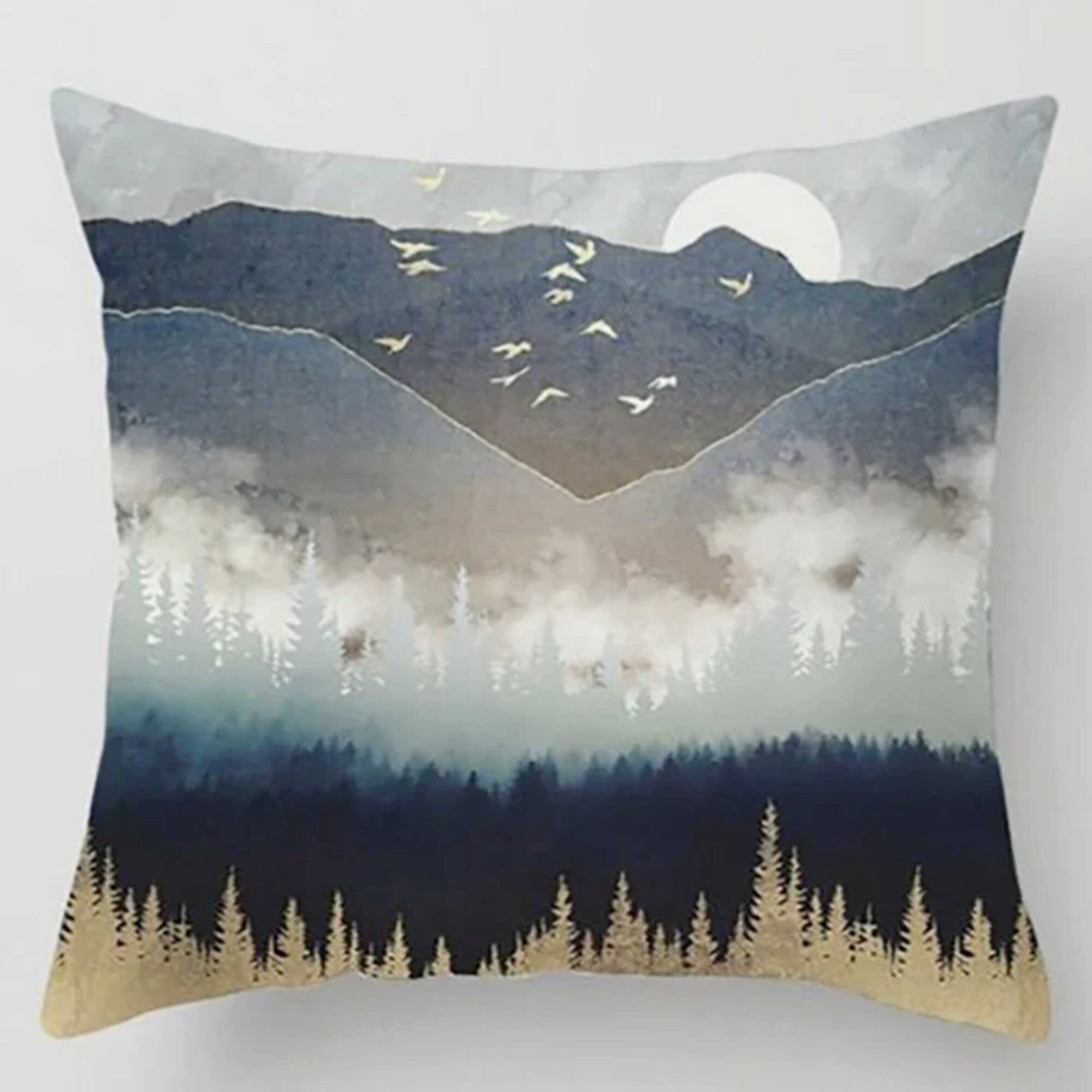Landscape Pillow Covers, Abstract Pillows, Mountain Pillow Cover, Moon and Lake Pillow Cover, Home Decor, Modern Art Pillowcase