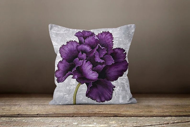 Floral Pillow Cover, Purple Pillow Covers, Purple Floral Pillow Case, Lilac Couch Pillow, Purple Throw Pillow, Flower Outdoor Pillow