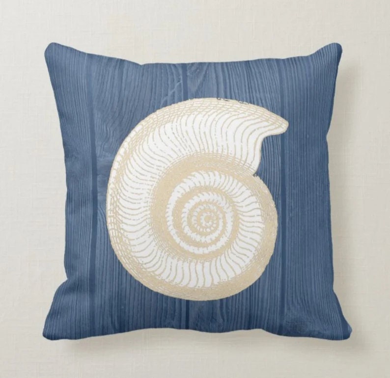Nautical Pillow Cover, Seashell Pillow, Beach Pillow, Sea Life Decoration, Nautical Decor, Summer Pillow, Beach Pillow Cover