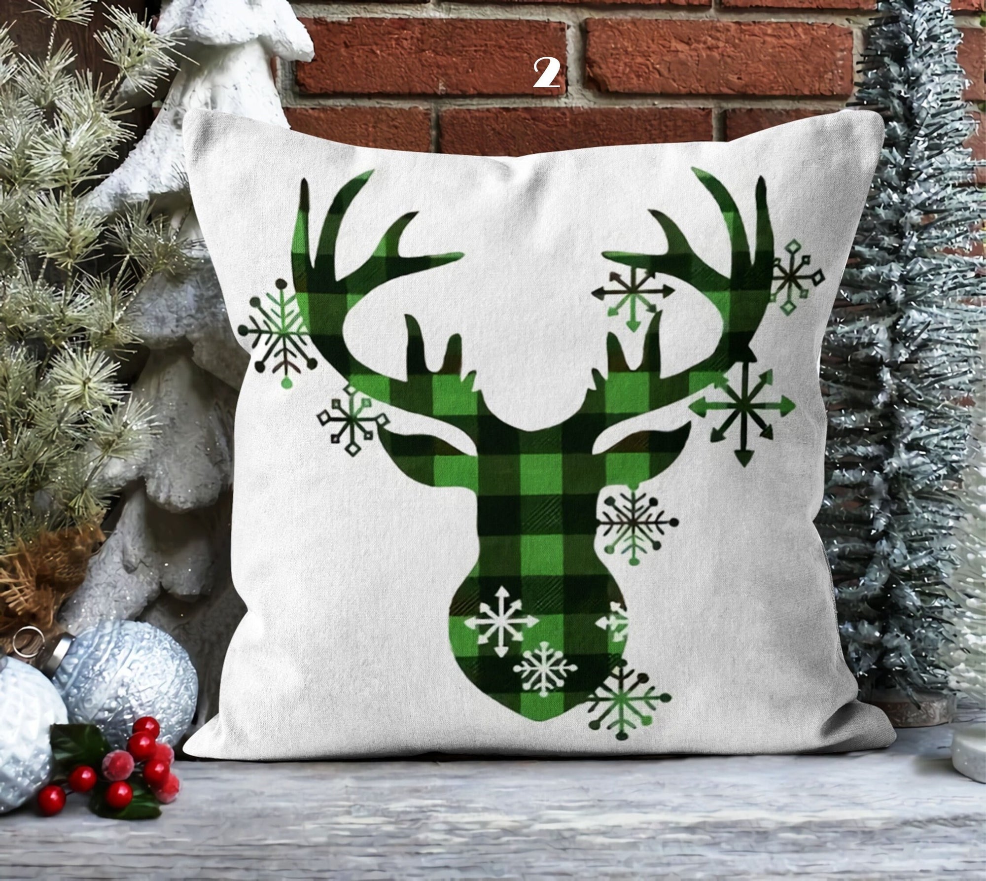 Christmas Pillowcase, Xmas Holiday Throw Pillow, Christmas Cat Pillow Cover, Christmas Deer Pillow Cover, Xmas Holiday Decor