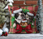 Christmas Pillowcase, Xmas Holiday Throw Pillow, Christmas Cat Pillow Cover, Christmas Deer Pillow Cover, Xmas Holiday Decor