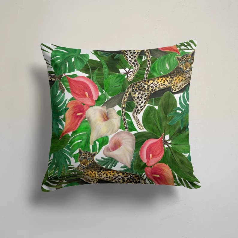 Leopard Pillow Cover, African Animal Pillow, Tiger Pillow, Jungle Decorative Pillow, Panthers Pillow, Cheetah Pillow